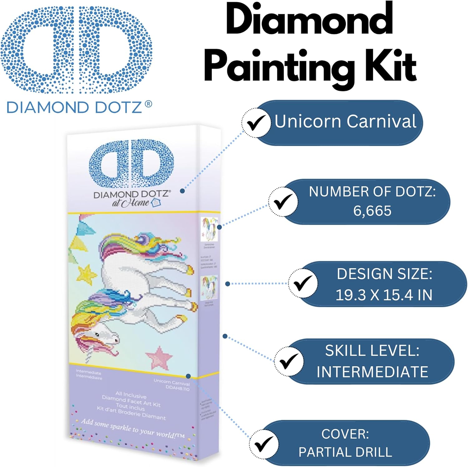 DIAMON DOT a Hom Unicor Carnival Partia Drill Roun Dotz Diamon Paintin Kits Diamon Ar Kit fo Adults Ge Art Diamon Art 19.3inc 15.4inch