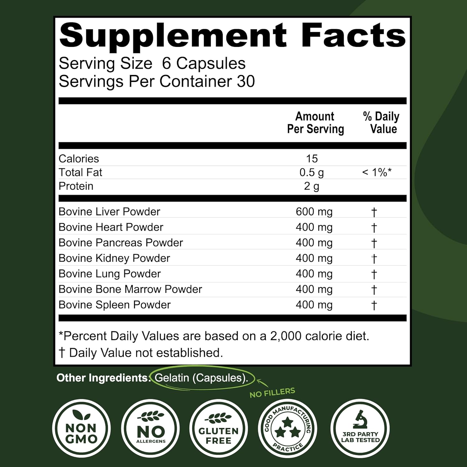 Beef Organ Supplement Grass Fed - 7 Beef Organs Complex from New Zealand - Liver Heart Pancreas Kidney Lung Spleen Bone Marrow - Non-GMO, No Fillers, Hormone & Antibiotic Free - Carnivore Diet - 180ct