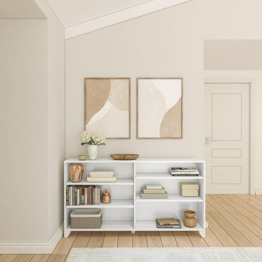 Plank+Beam Classic 3 Shelf Adjustable Bookcase, Engineered Wood Bookshelves for Home, Adjustable Shelves for Versatile Storage, 3 Tier Storage Organizer Bookshelf, Clay