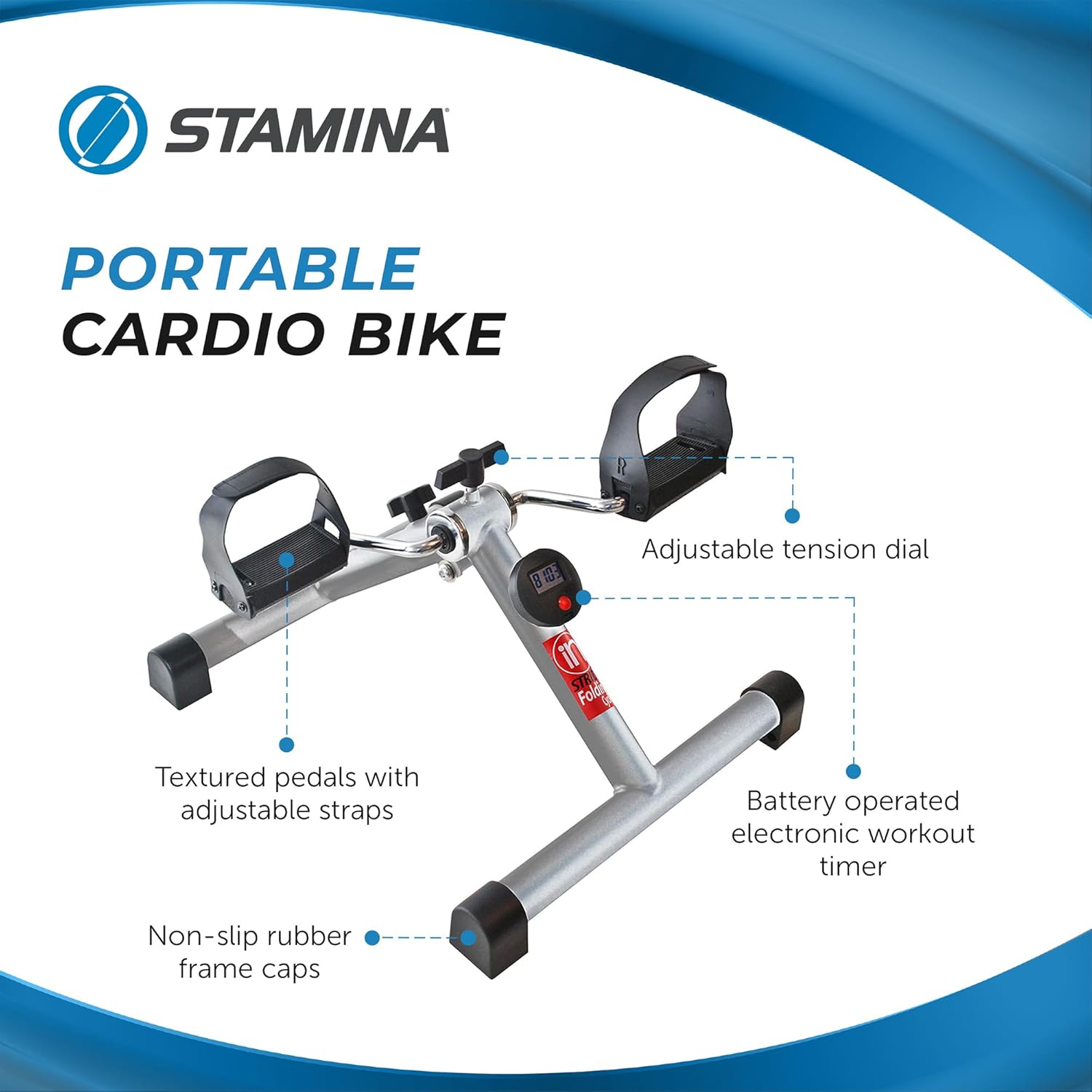 Stamin InStrid Cycl X Foldin Cycl Peda Exercise Fitnes Bik wit Smar Workou Ap fo Seate Exercis Foldabl Exercis Bik fo Hom Workout