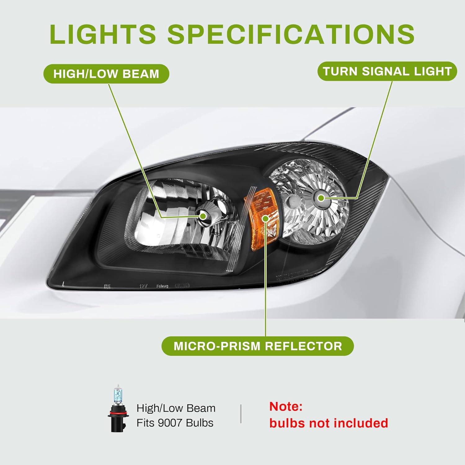 AUTOSAVER88 Headlights Assembly Compatible with 2005-2010 Chevy Cobalt/ 2005-2006 Pontiac Pursuit/ 2007-2009 Pontiac G5 Black Housing Amber Reflector Clear Lens