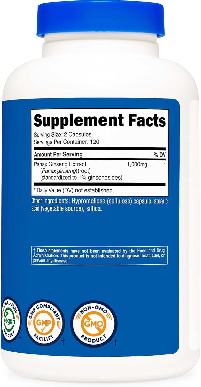 Nutricos Pana Ginsen 1000mg 24 Capsule No GMO Glute Free 12 Servings