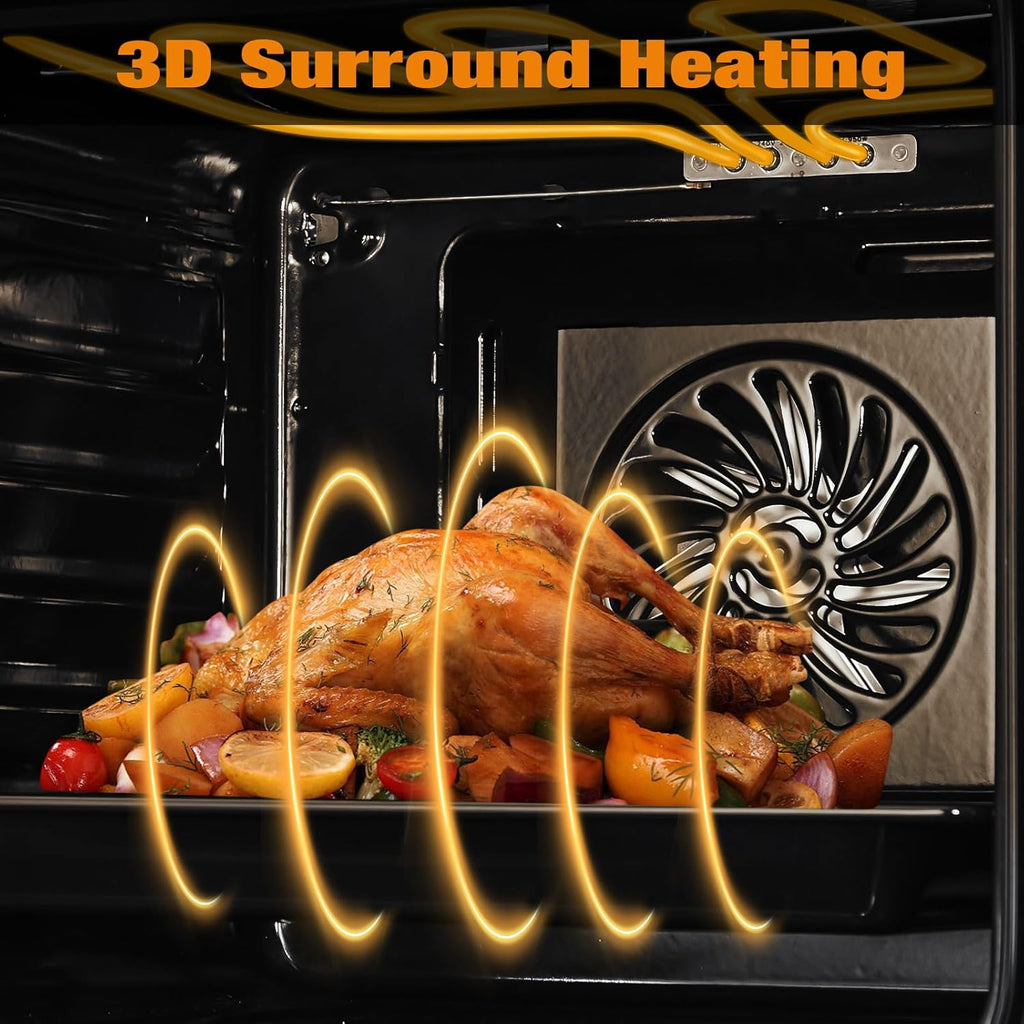 GarveeHom 24inc Singl Wal Oven 2. Cu.F Built-i Electri Singl Wal Oven wit Mechanica Knobs Double-Layere Glas Door Cookin Functions 3000 240 Idea fo Kitche Oven