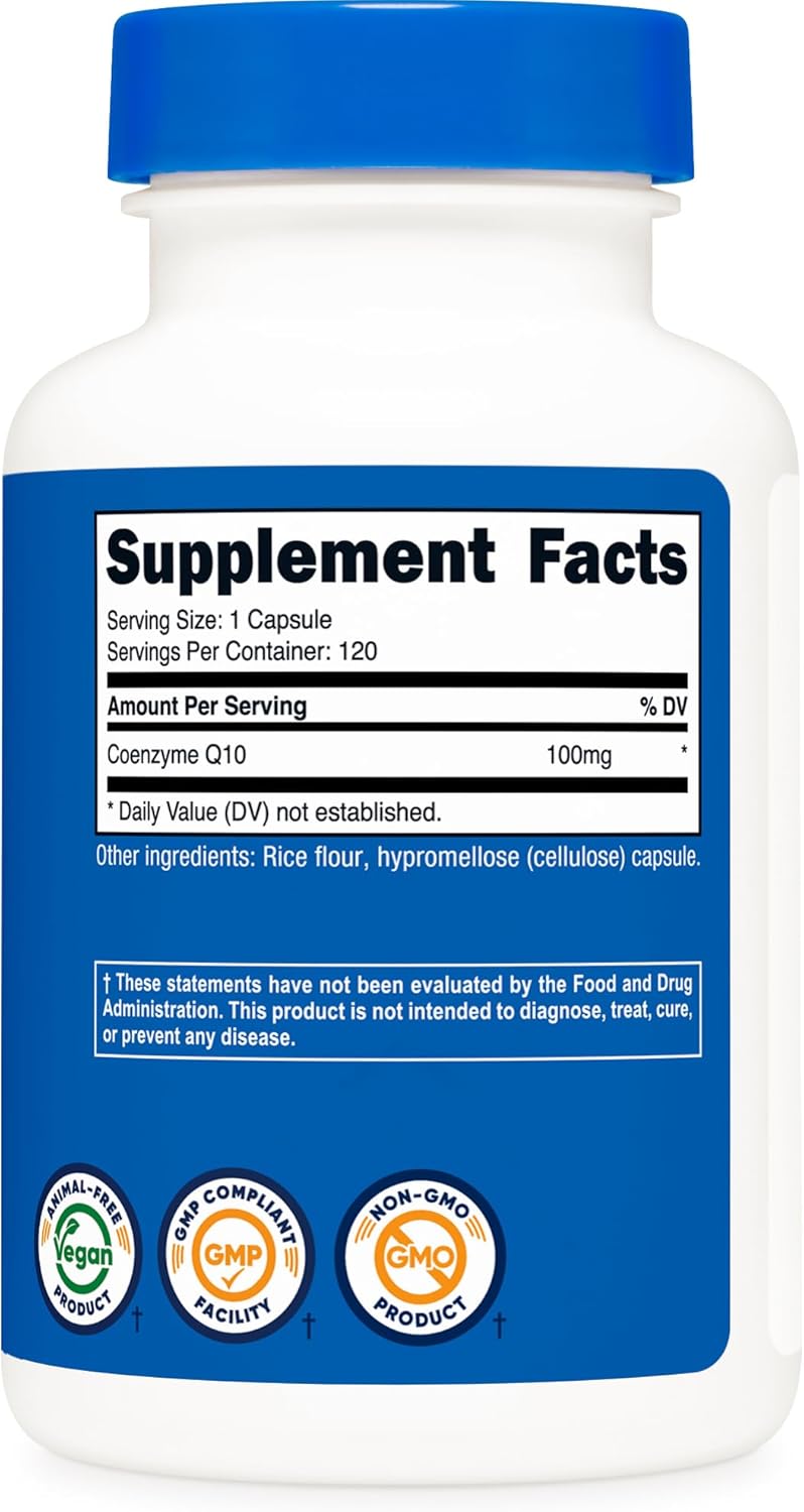 Nutricos CoQ1 100mg 12 Vegetaria Capsules 12 Serving Hig Absorption Vegetarian Non-GMO Coenzym Q10