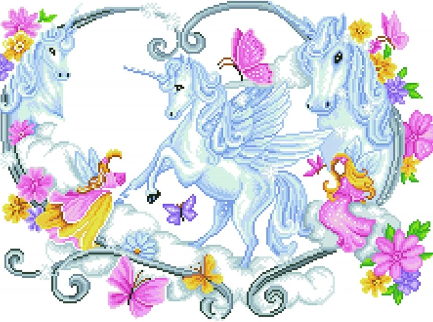 DIAMON DOT Princes Magi Unicor Diamon Paintin Kit fo Adult Diamon Ar Kit Relaxin Creativ Craf Ki wit Dot Gem 18.5inchx26inch