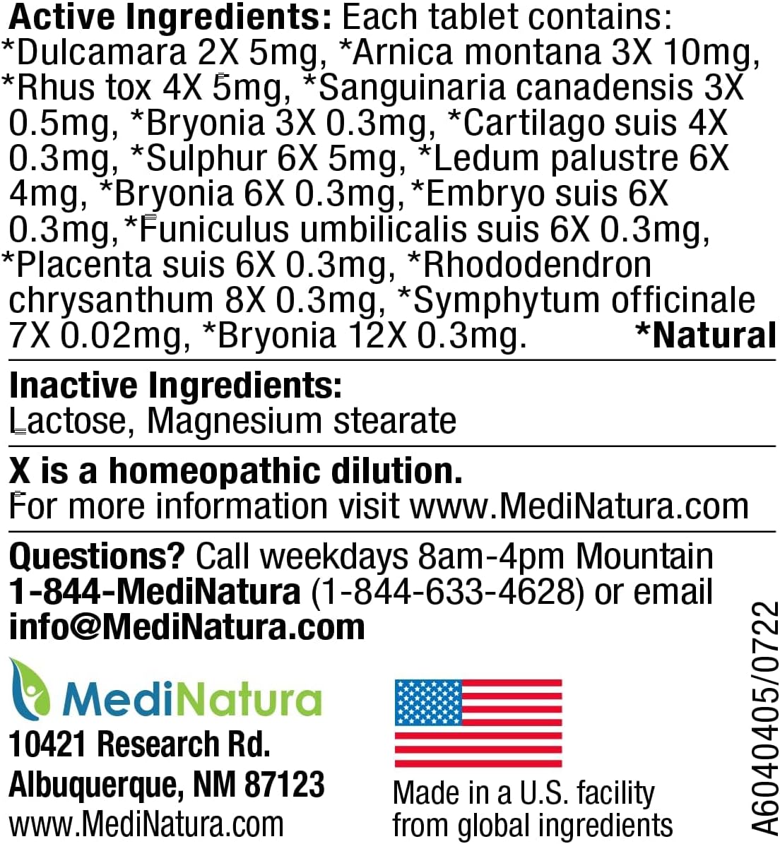 MediNatur T-Relie Pe Arthriti Relie Arnic +1 Powerfu Natura Homeopathi Medicine Hel Eas Hi Join Pai Sorenes Stiffnes fo Do Ca 9 Tablet ( Pack)