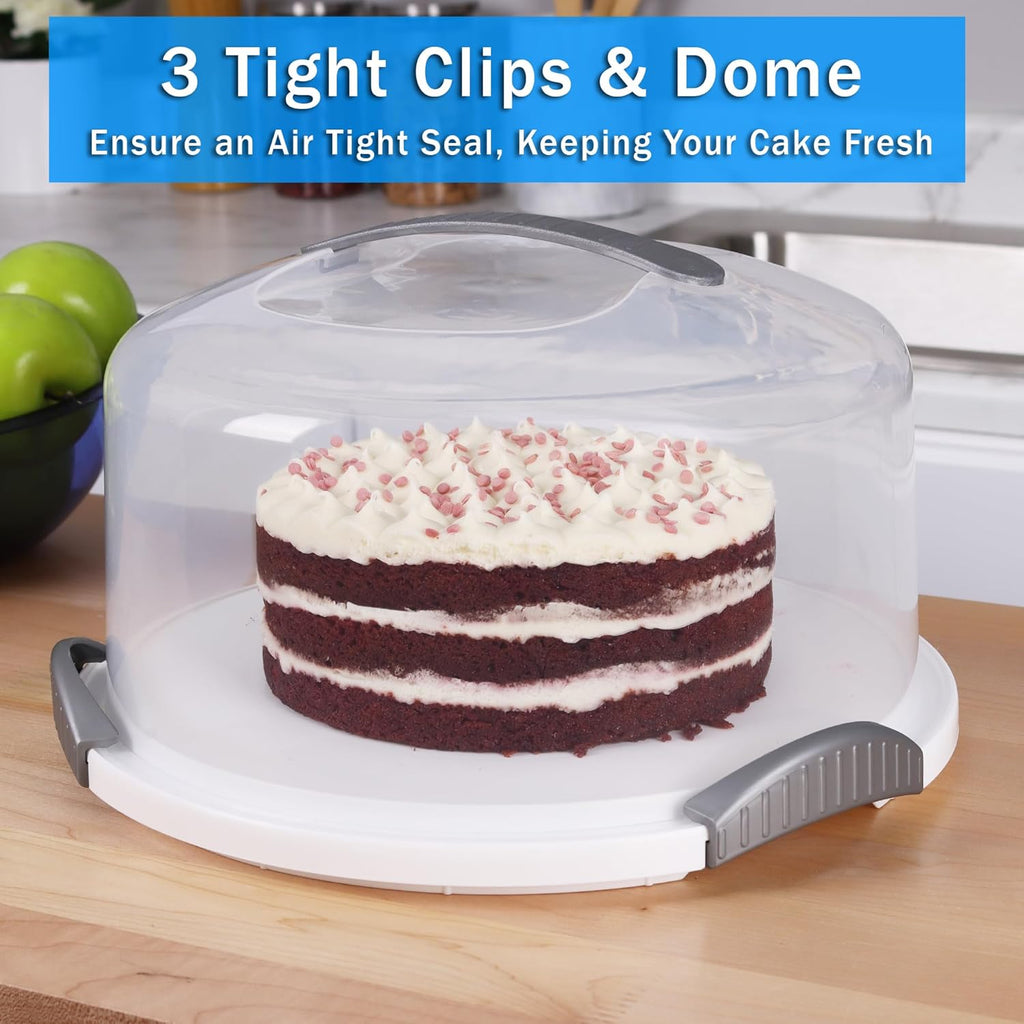 Extr Larg Cak Carrier/Storag Containe Wit Serve Hold u t 1 Inc 3-Laye Cake Plat Wit Lid/Holde Wit Lid/Cove Clea Dom Transport Pie o Othe Desserts