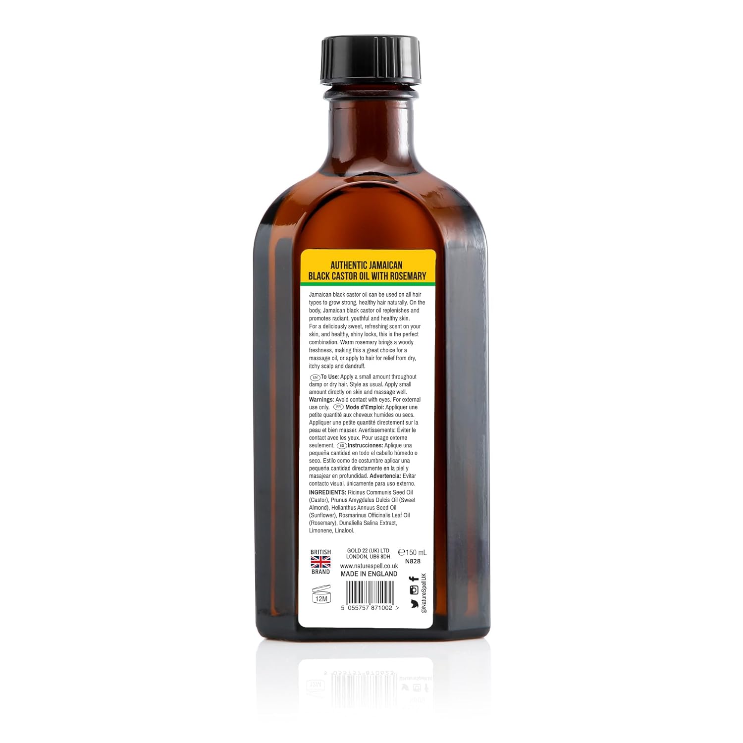 Natur Spel Jamaica Blac Casto an Rosemar Oi Blen fo Hai Scalp Pre-Dilute Oi t Strengthe Root an Smoot Strands Fo Al Hai Types Vegan 5.0 F Oz