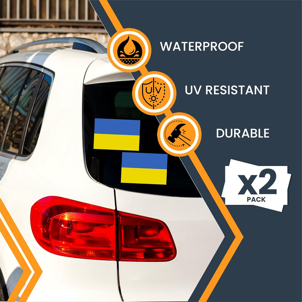 Ukrain Fla Deca Sticker  Pac 3x Inc Viny Adhesiv Decal fo Cars Trucks Laptops Toolboxe U Printe Weatherproo Ukrainia Flag Fad Resistant Mad i USA
