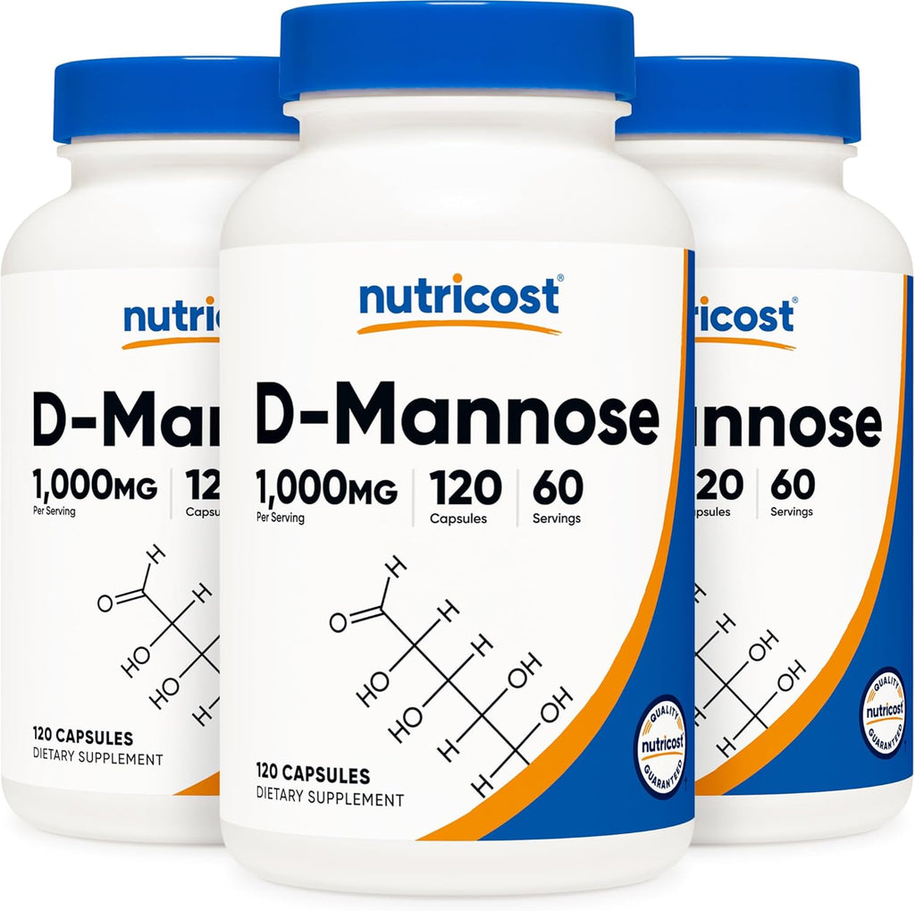 Nutricost D-Mannose 1000mg Per Serving, 120 Capsules - 500mg Per Capsule, Urinary Tract Health, Non-GMO and Gluten Free