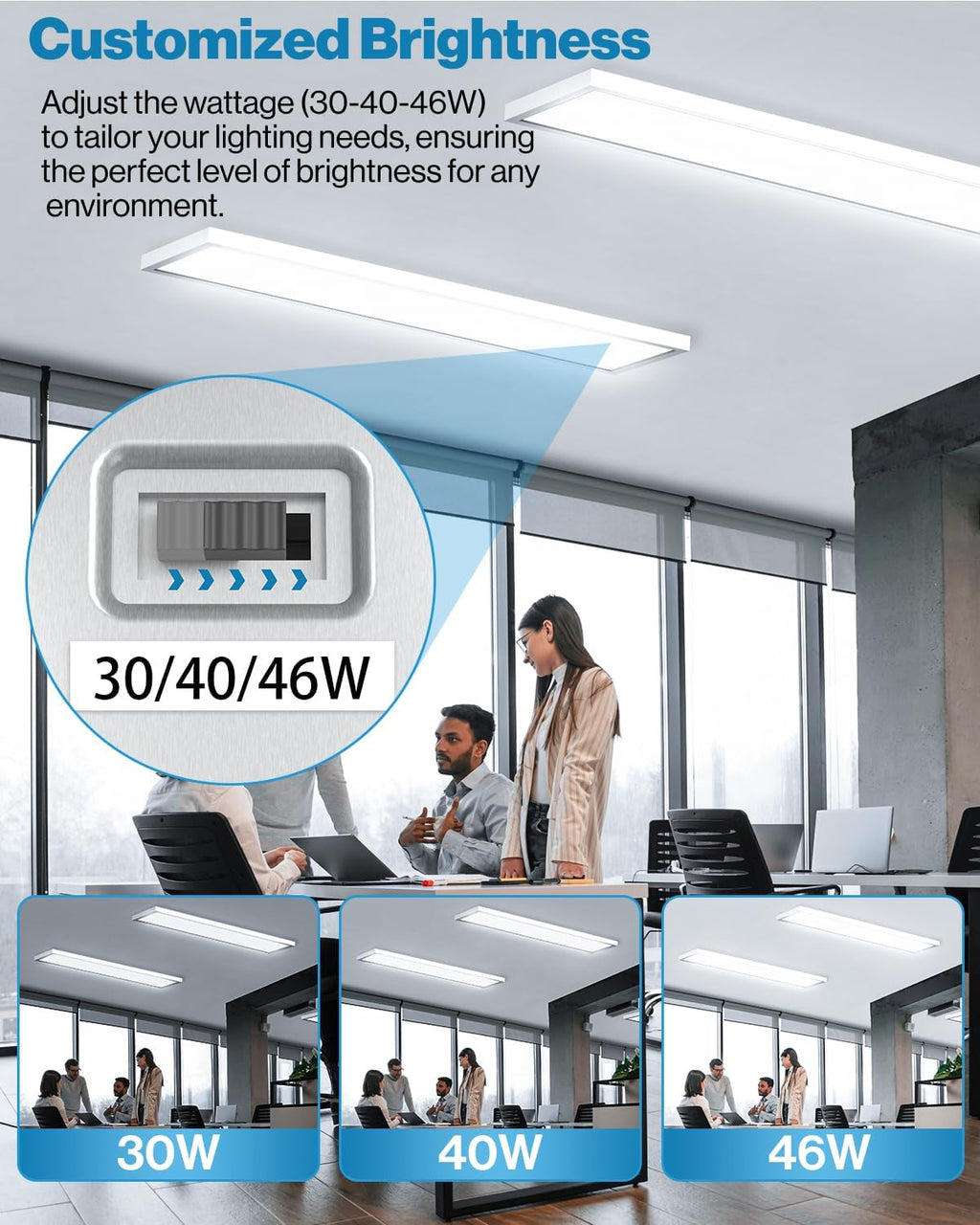 Sunc Lightin Pac 1x LE Fla Pane Light Dua Selectabl CC 3500K/4000K/5000 Selectabl Wattag 30W/40W/46W 5700LM 0-10 Dimming Matt Whit Dro Ceilin Fixtur ETL DLC