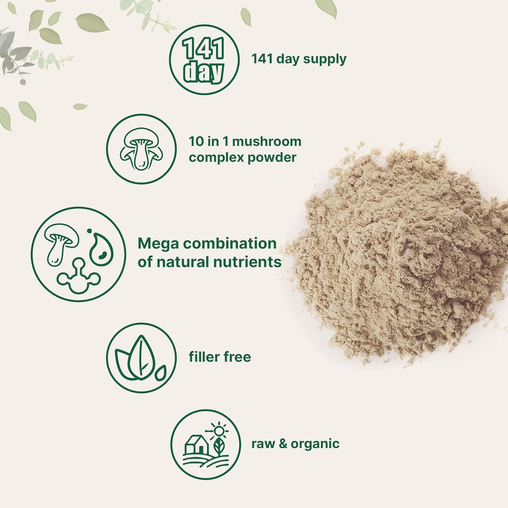 Micro Ingredients Organic Mushroom 10-in-1 Blend, 5 oz | Chaga, Lion¡¯s Mane, Cordyceps More | Supports Immune Brain Function | Great for Smoothies Daily Use | Non-GMO, Vegan Friendly
