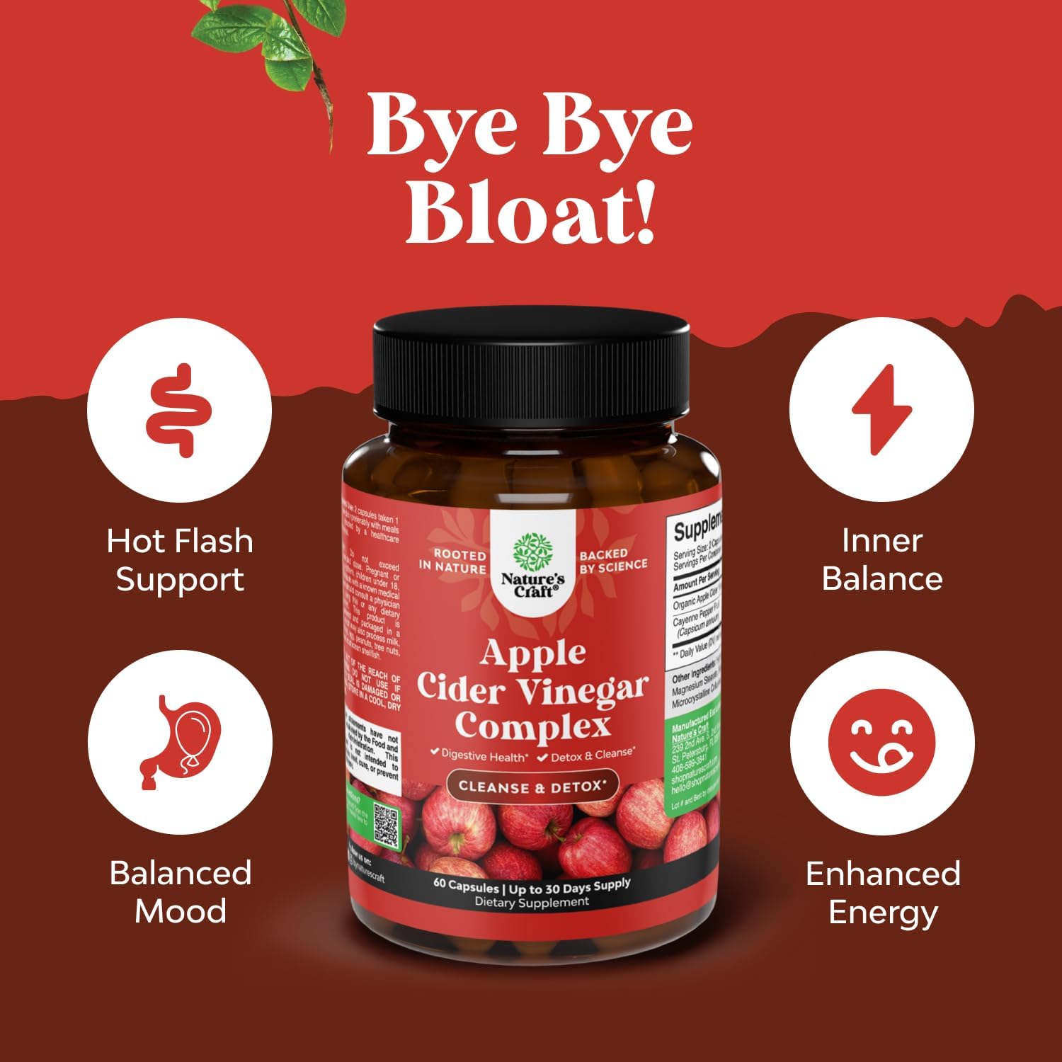 Cleansin Appl Cide Vinega Capsule AC Cleans an Deto Pill fo Gu an Digestiv Healt wit Slimmin Cayenn Extr Strengt AC Capsule fo Gu Cleans an Ful Bod Deto (3 Servings)