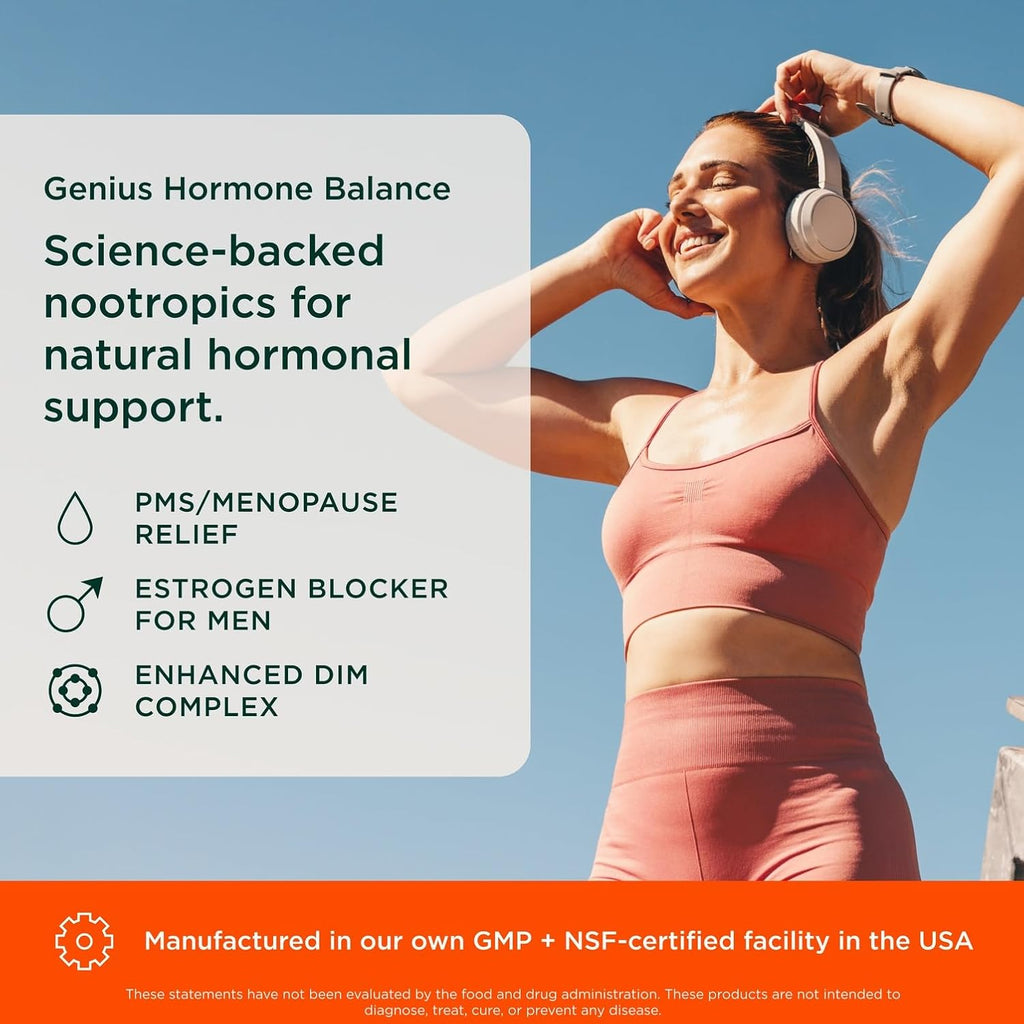 Geniu Estroge Balance Di Supplemen Blocke fo Me Wome Hormones Hormona Acn Menopaus Aromatas Inhibito wit Grap See Extrac BioPerin 3 Capsules