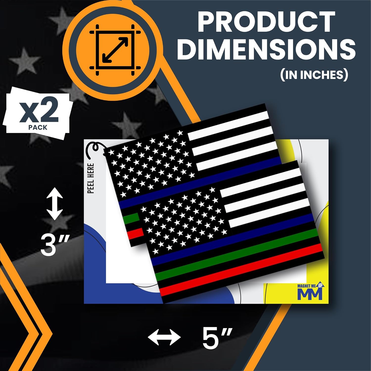 Tri-Colo Thi Lin America Fla Adhesiv Deca Sticker 3x5 Packs Black Whit Re Blu Gree US Fla fo Fire Police Militar Support Waterproof fo Vehicle Mad i USA
