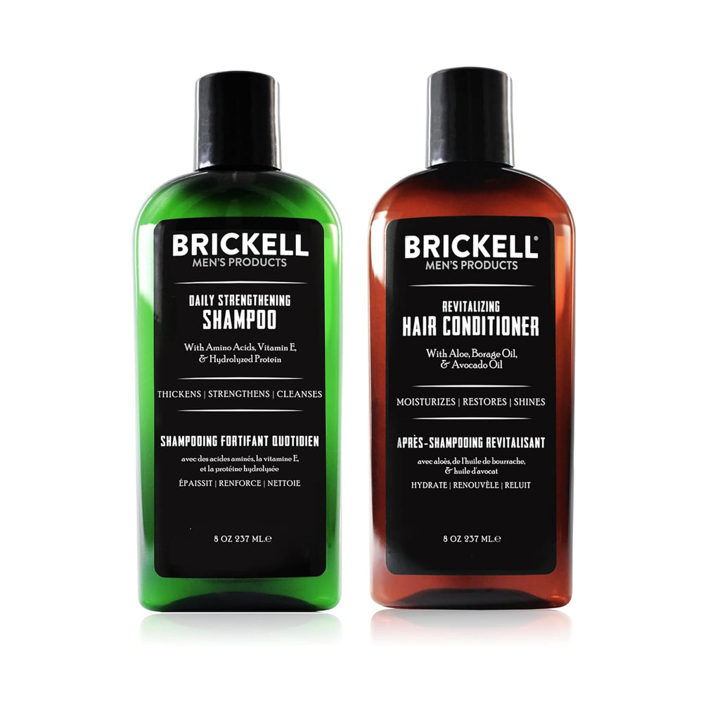 Brickel Men' Dail Revitalizin Hai Car Routine Shampo an Conditione Se Fo Men Min an Te Tre Oi Shampoo Strengt an Volum Enhancin Conditioner Natura an Organic Gif Set