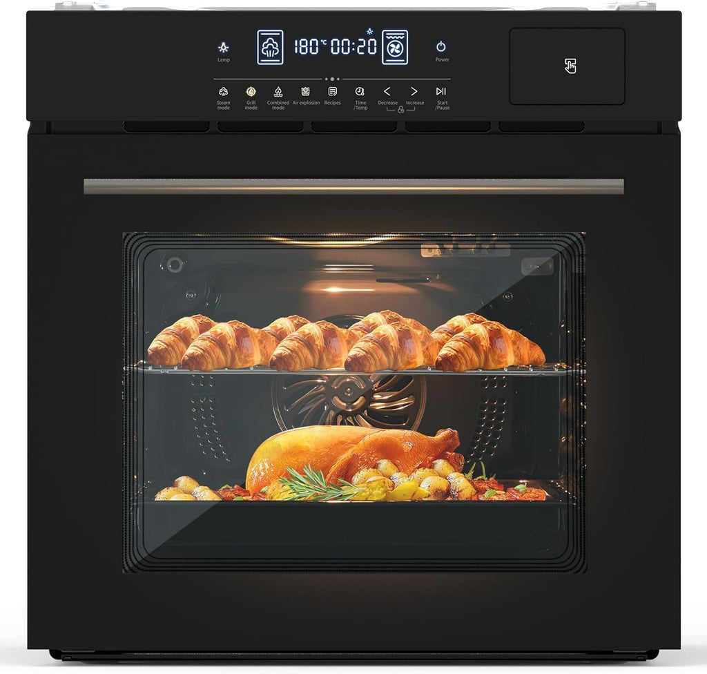 2 i Electri Singl Wal Oven 300 w 240V 2.5Cu.f Built-i Electri Convectio Oven Bakin Modes wit Timer Safet Lock 3 Surroun Heating Ai Fryin Function