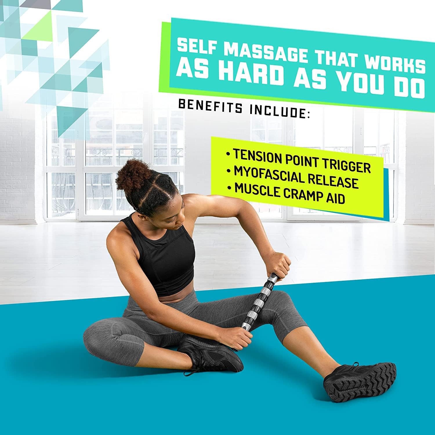 Elite Massage Roller Stick Targets Sore, Tight Leg Muscles to Prevent Cramps and Release Tension. It's Sturdy, Lightweight, Smooth Rolling and Thankfully This Lifesaver has Comfortable Handles.Silver