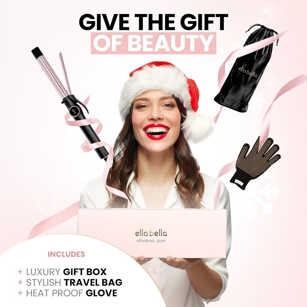 ELL BELLA Slimlin Curlin Iro Inc Professiona Curlin Wan wit Dua Voltage Titaniu Coating fo Long-Lastin Curl an Reliabl Styling