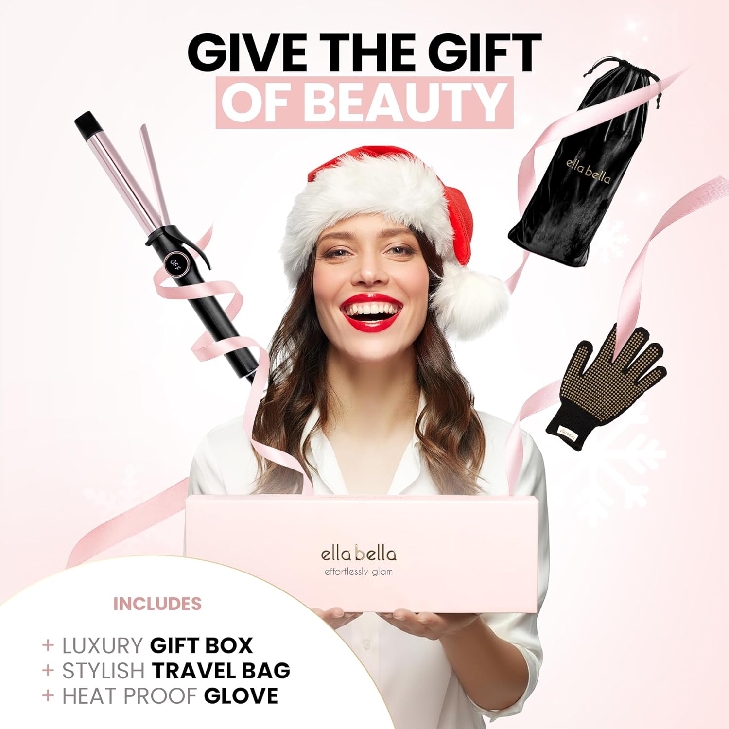 ELL BELLA Slimlin Curlin Iro Inc Professiona Curlin Wan wit Dua Voltage Titaniu Coating fo Long-Lastin Curl an Reliabl Styling