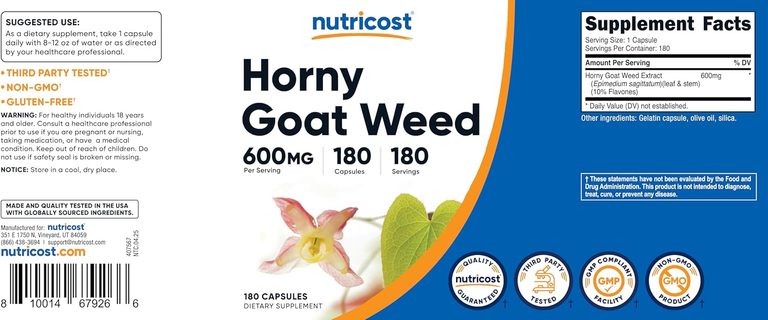 Nutricos Horn Goa Wee Extrac (Epimedium 18 Capsules 18 Servings 600m Pe Capsule