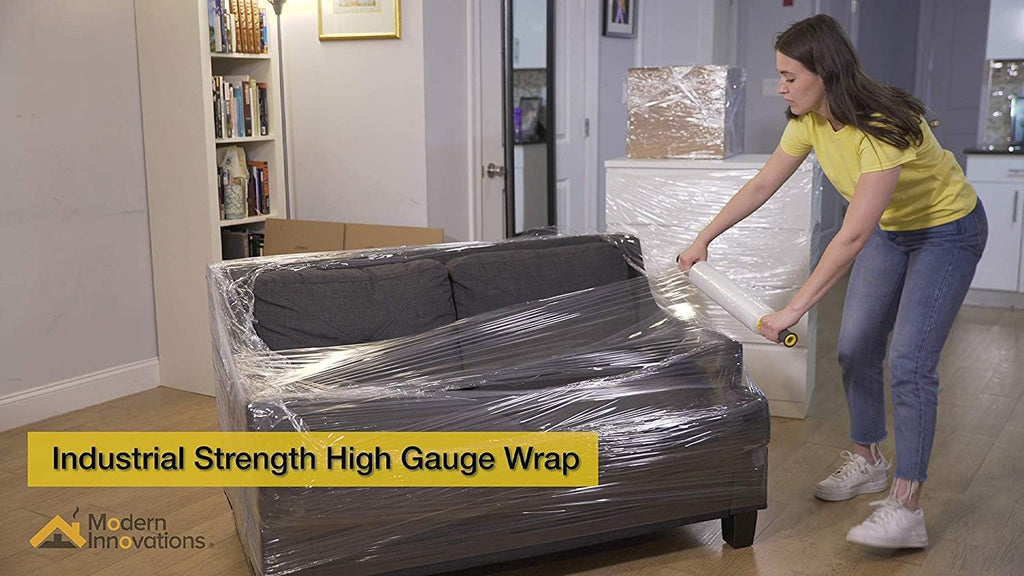 Modern Innovations 15 Inch Clear Stretch Wrap Replacement Roll (2 Refill Rolls-2000 Feet) No Handle, Shrink Wrap for Moving, Packing Supplies for Wrapping Furniture, Plastic Pallet Cling