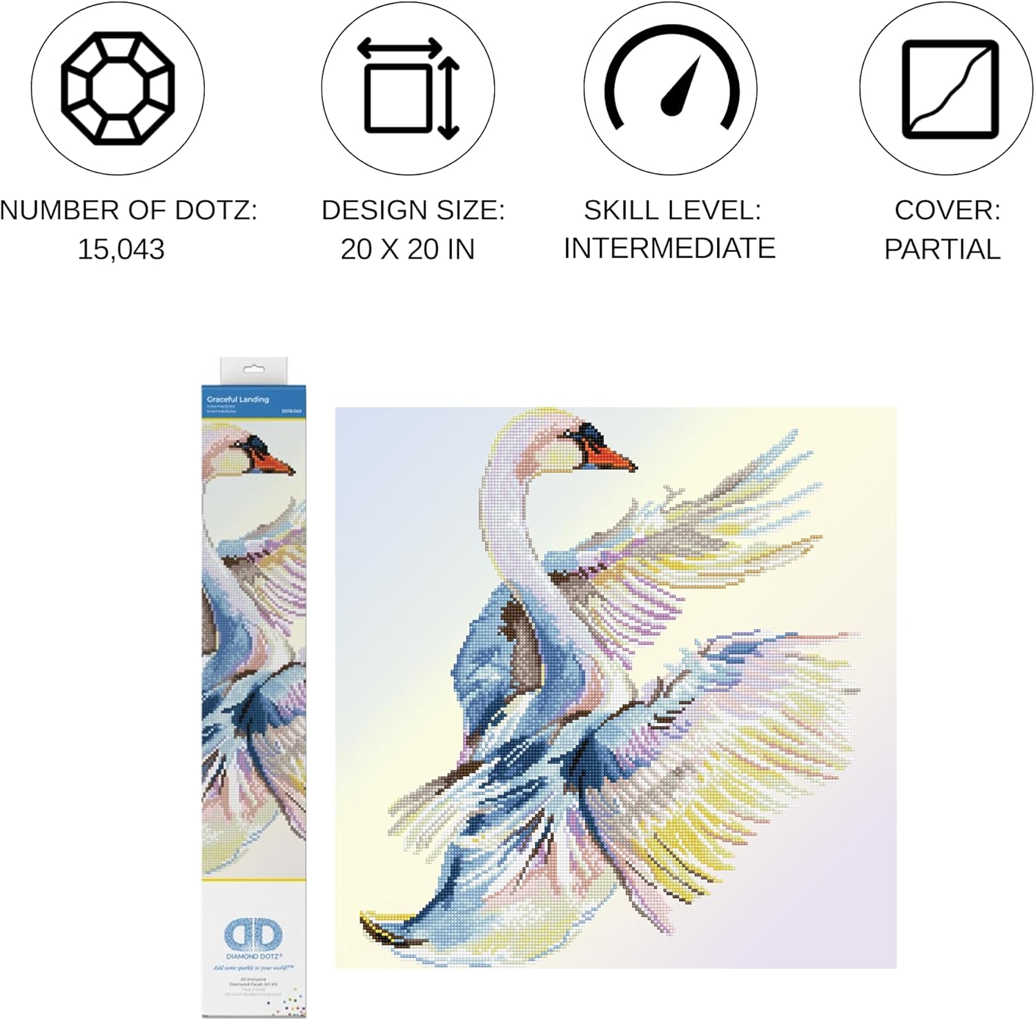 DIAMON DOT Gracefu Landin Bir Diamon Paintin Kit fo Adult Diamon Ar Kit Relaxin Creativ Craf Ki wit Dot Gem 20inchx20inch