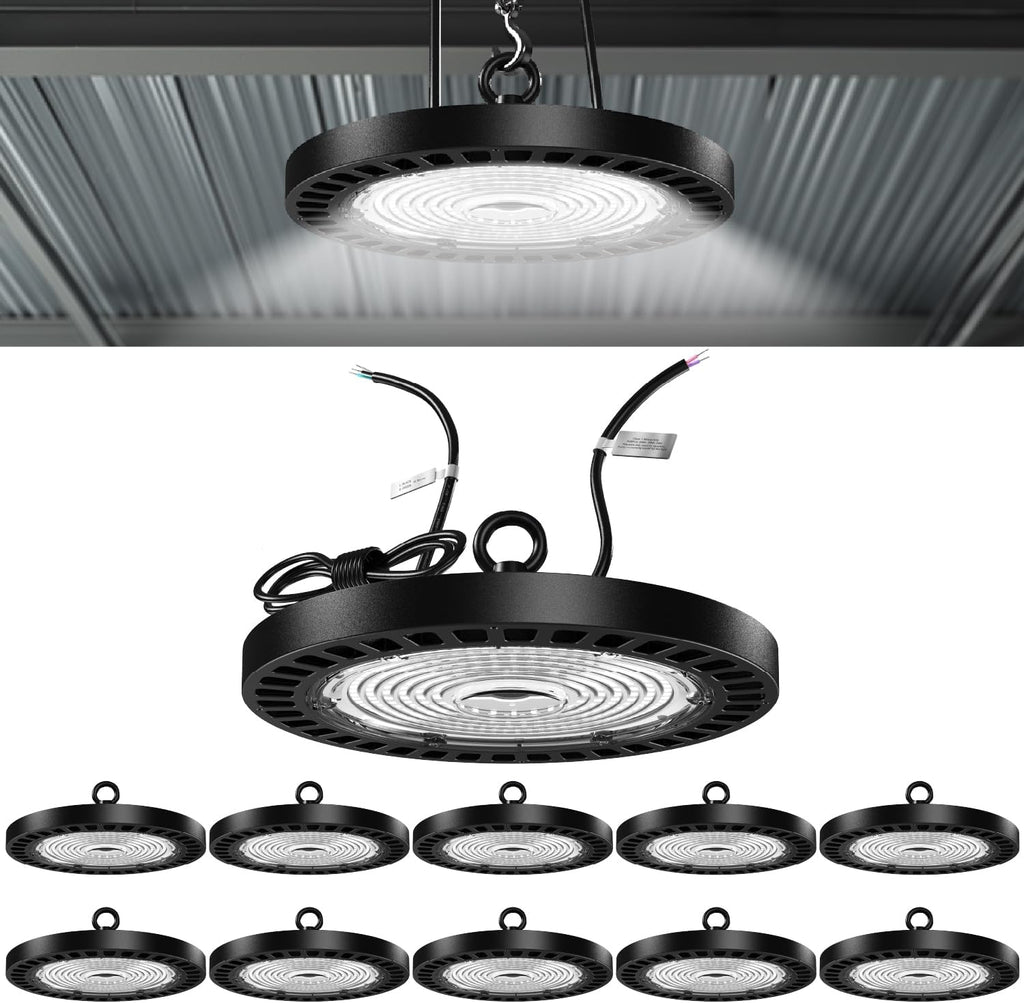 Sunc 1 Pac UF LE Hig Ba Light 150W 2100 Lumen 6000 100-277 Dimmabl 0-10V Ultr Brigh Commercia Sho Light fo Warehouse Factory Workshop Garag Barn Ceilin Mount UL