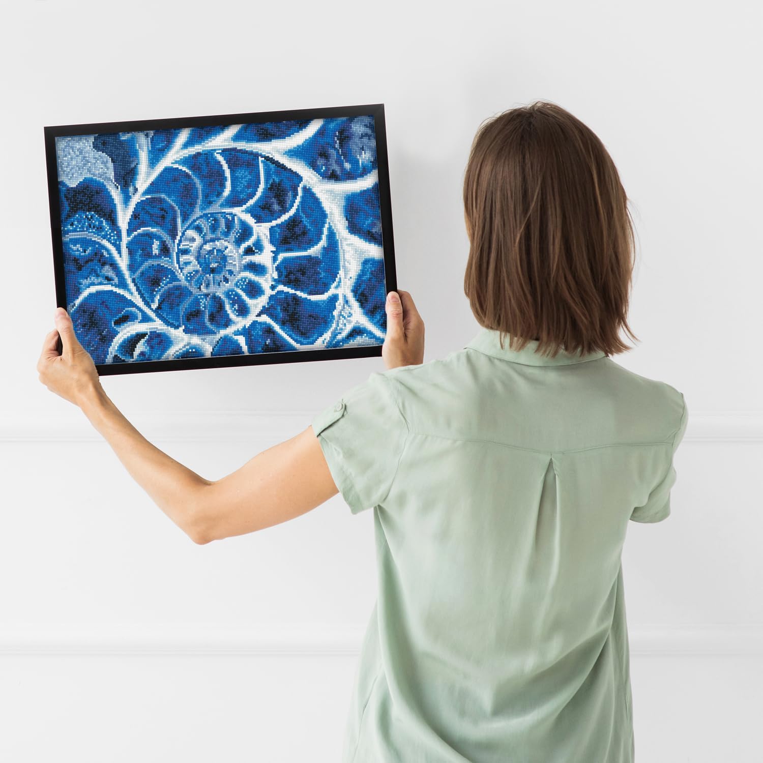 DIAMON DOT Blu Nautilu Diamon Paintin Kit fo Adult Diamon Ar Kit Relaxin Creativ Craf Ki wit Dot Gem 20x14