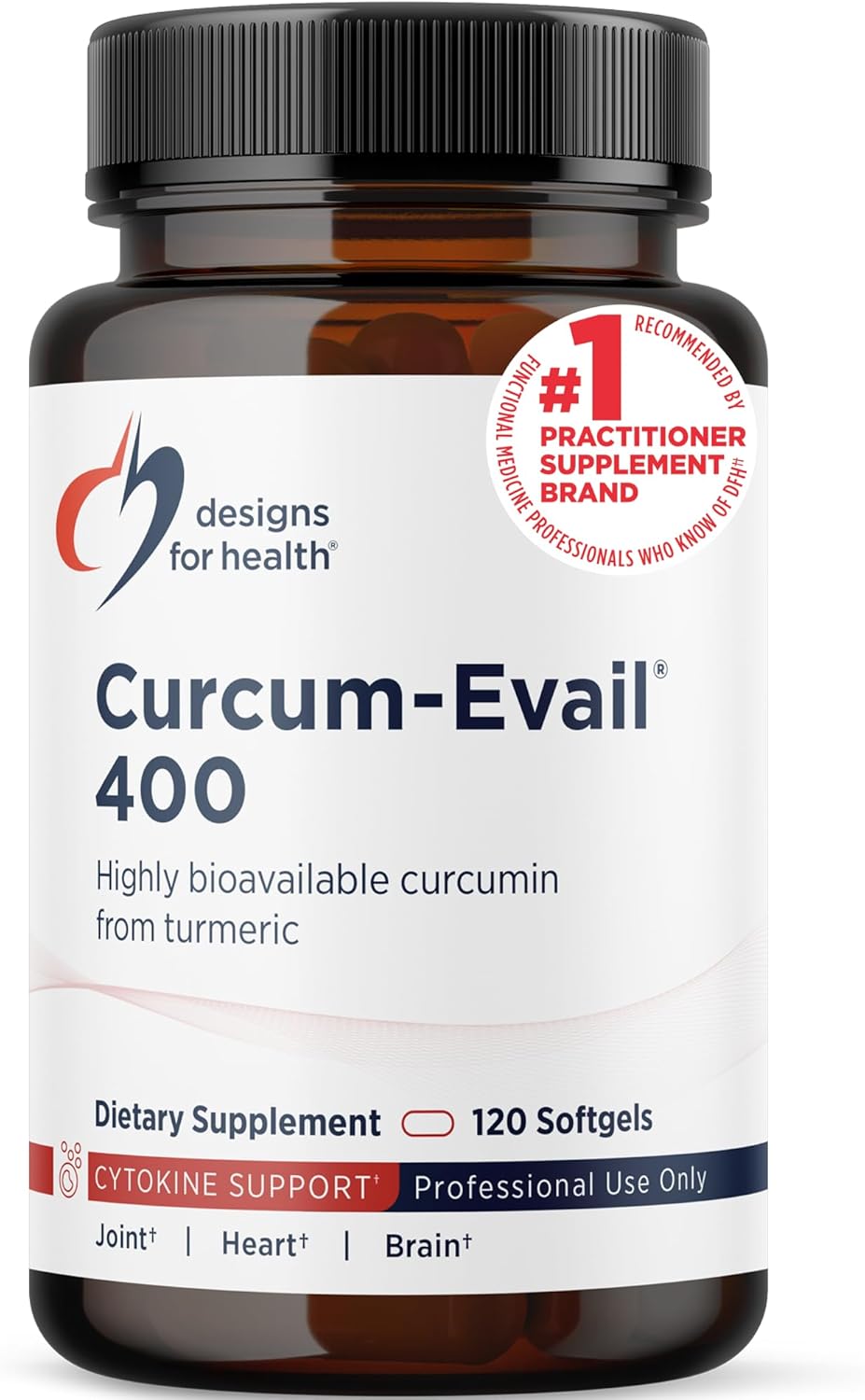 Designs for Health Curcum-Evail 400 - Bioavailable Turmeric Curcumin Supplements - Evail Emulsification Technology - Curcumin C3 Complex with Turmeric Oil + Vitamin E, Non-GMO (120 Softgels)