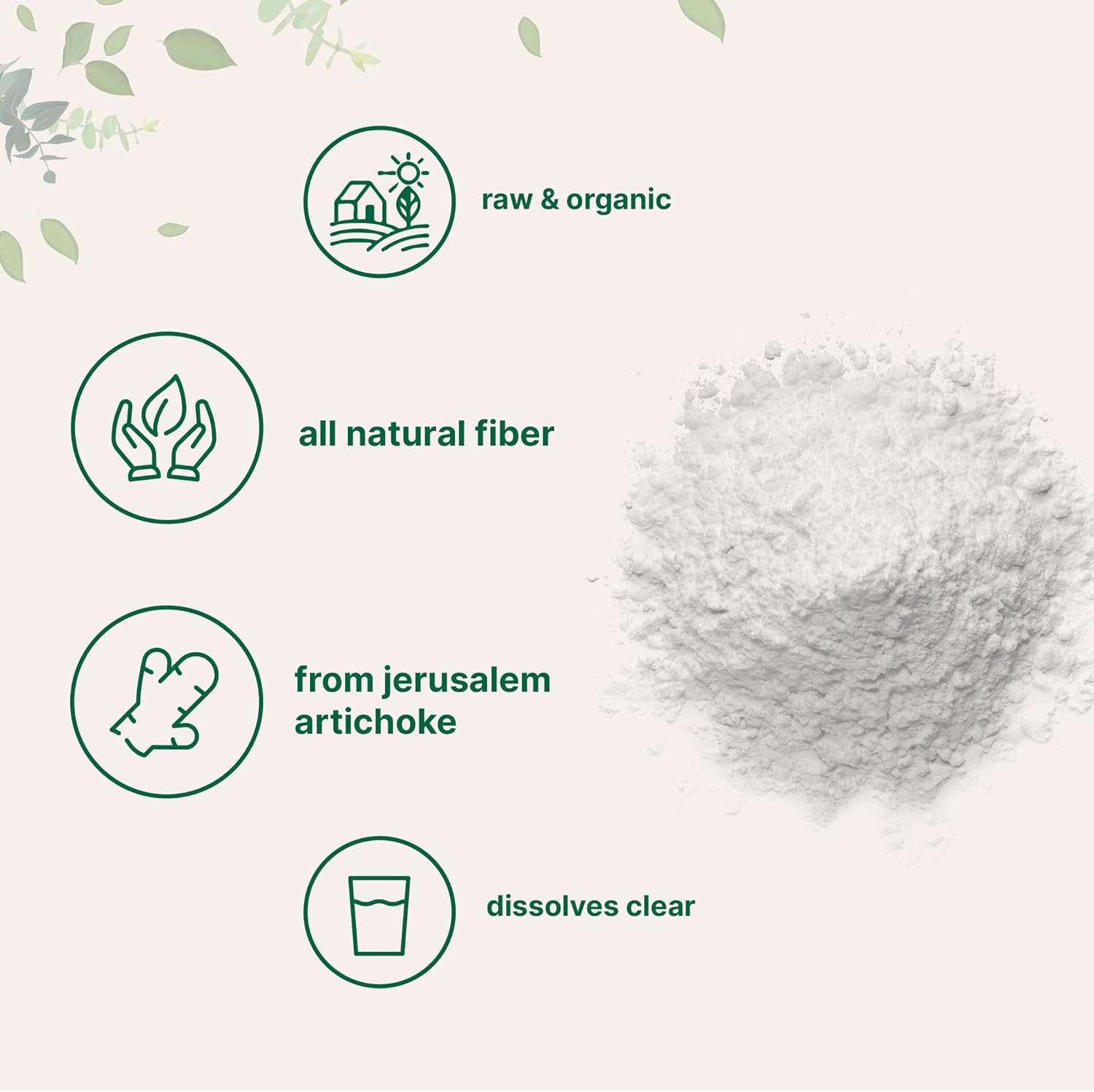 Micro Ingredients Organic Inulin FOS Fiber Powder, 2.2 lbs | Quick Water-Soluble Prebiotic | Natural Fiber for Smoothies Drinks | Vegan Friendly, Dissolves Clear