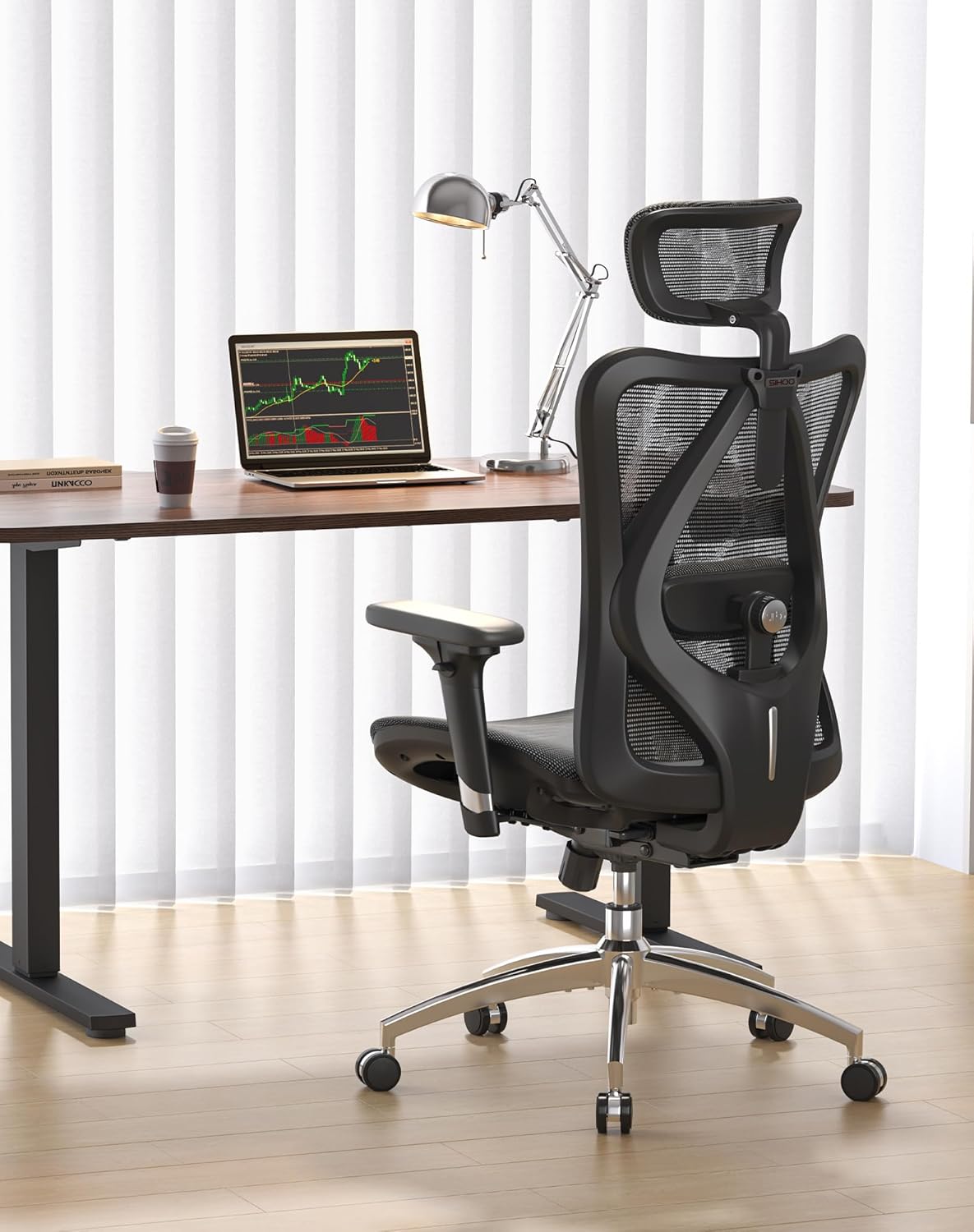SIHOO M57 Ergonomic Mesh Office Chair, High Back Home Desk Chair with 3D Armrests, Lumbar Support and Adjustable Headrest, Comfortable Computer Chair, Big Tall Office Chair Hold 330 LBS-Black