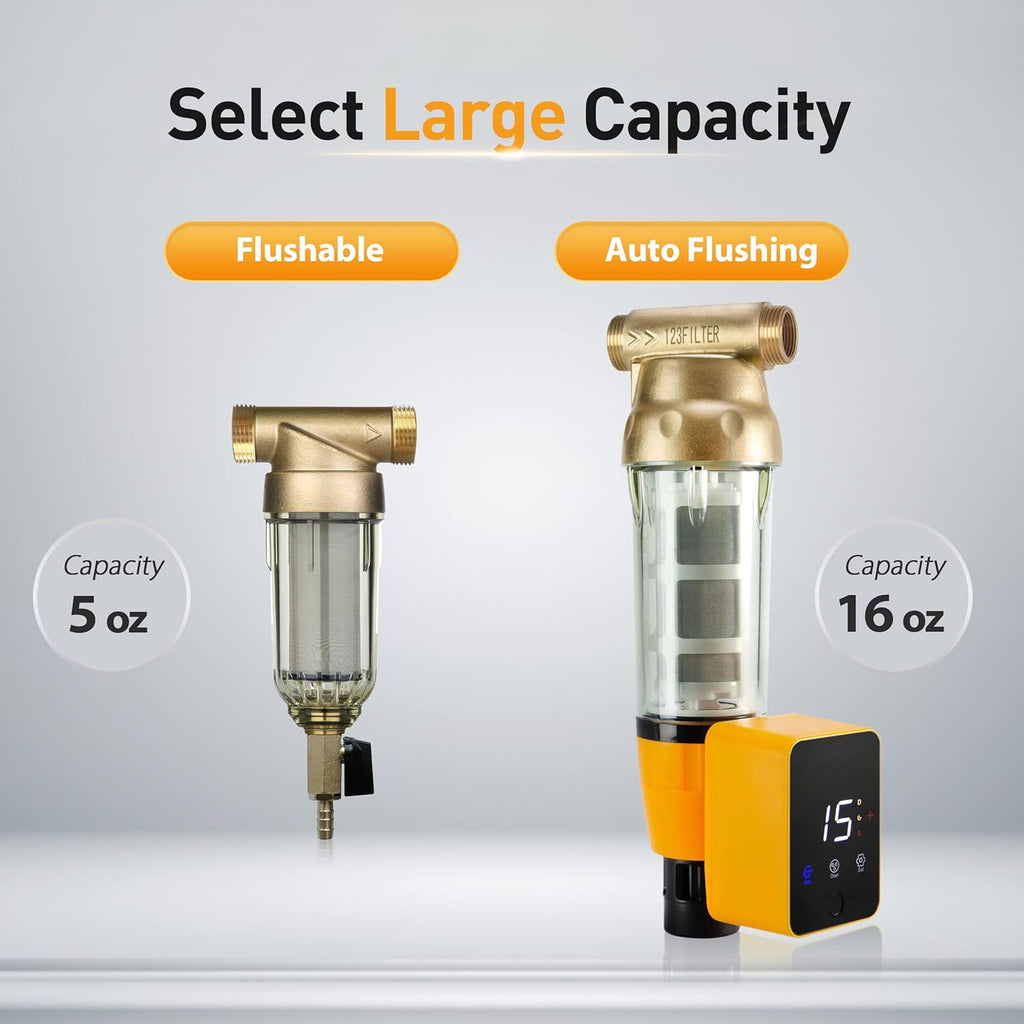 iSprin WSP50AR Spi Dow Sedimen Wate Filter Reusabl wit Touch-Scree Aut Flushin Modul an Built-i Housin Scraper Bras To Clea Housing 5 Micron