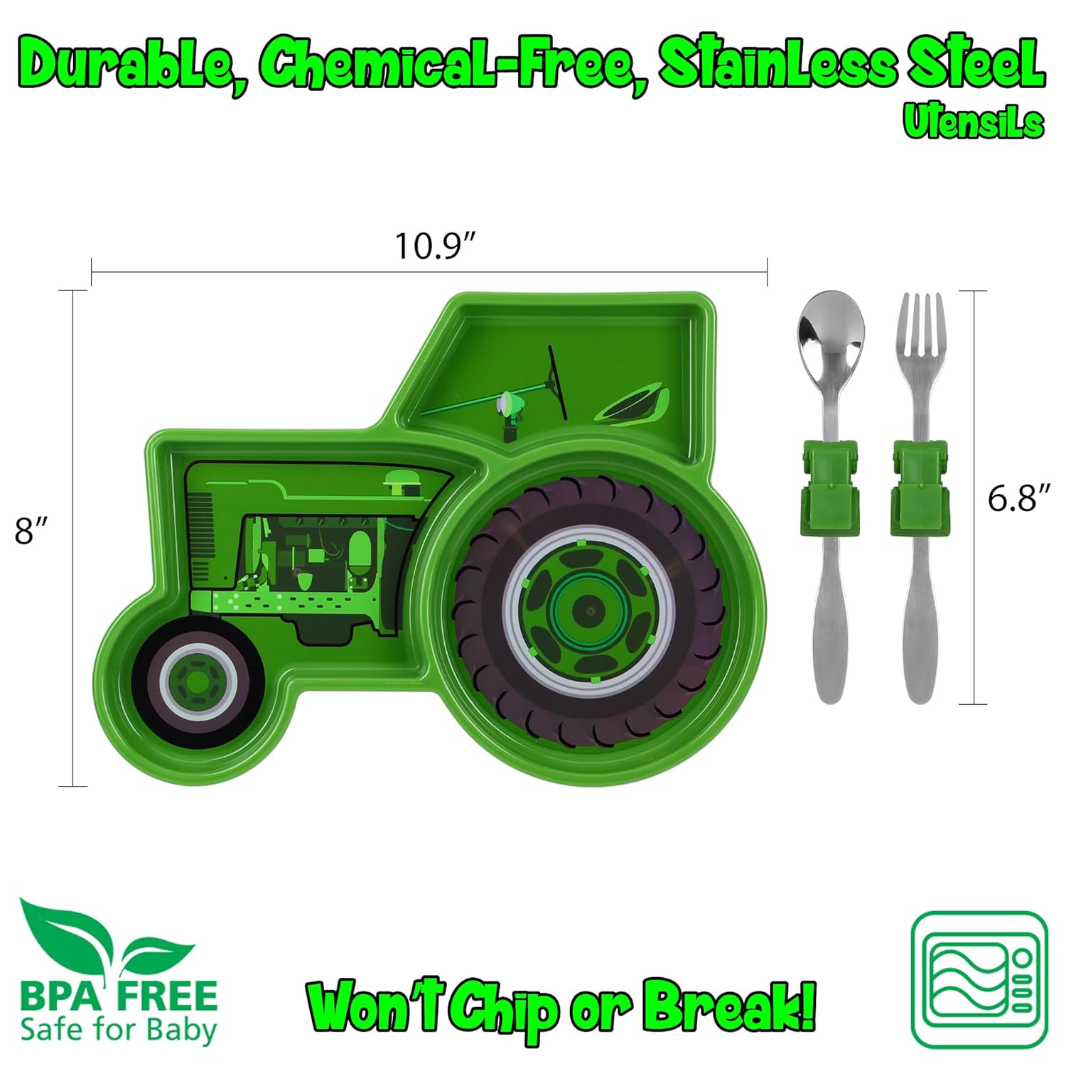 Kid Divide Plat wit Utensil Children' Mea Se wit Plate For an Spoo Tractor