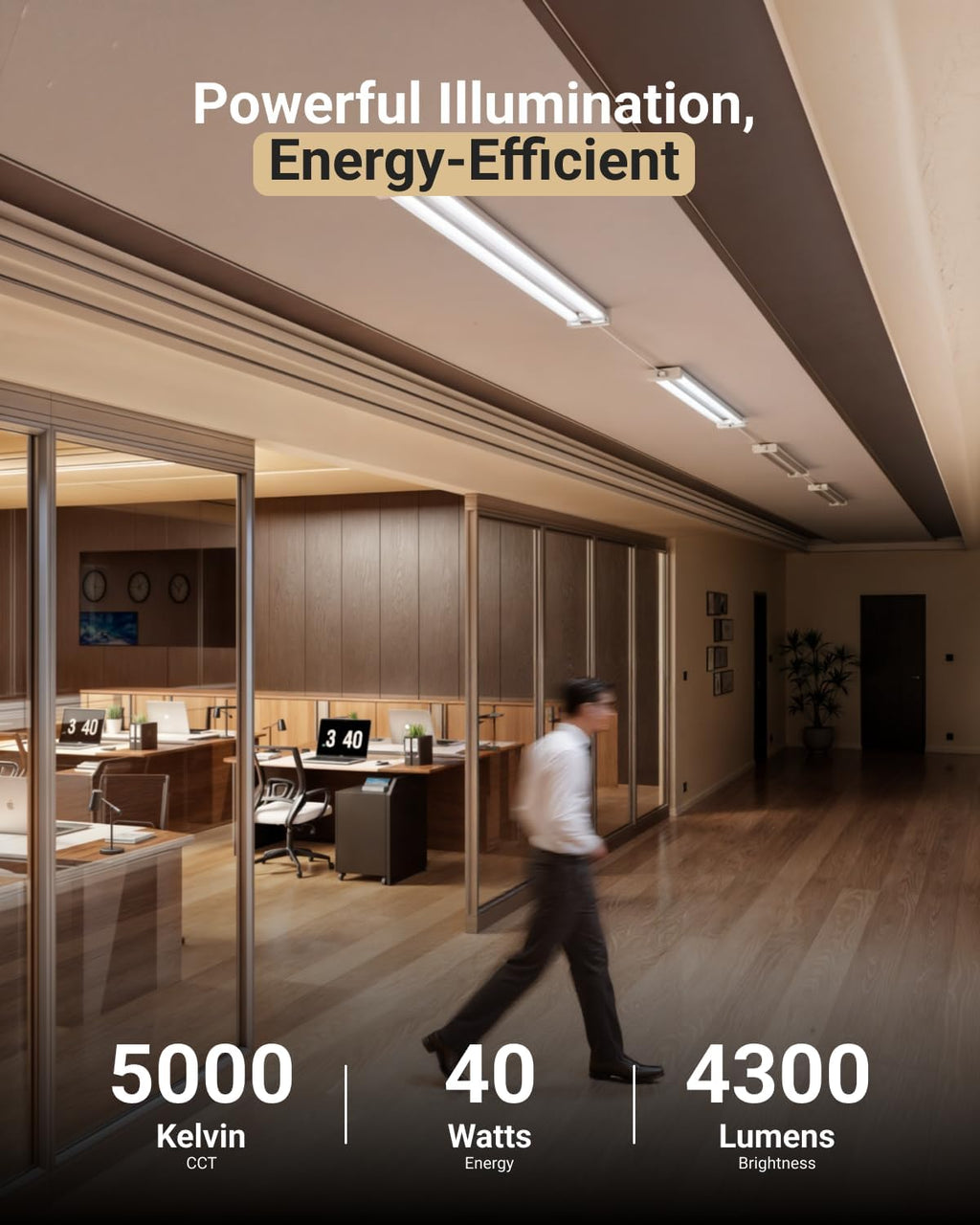Sunco Motion Sensor 4ft LED Shop Light, Garage Lights Ceiling LED Plug-in Fixtures, 40W, 5000K Daylight, 4300 Lumens, Frosted, Motion Activated, Linkable Suspension Mount, ETL 2 Pack.