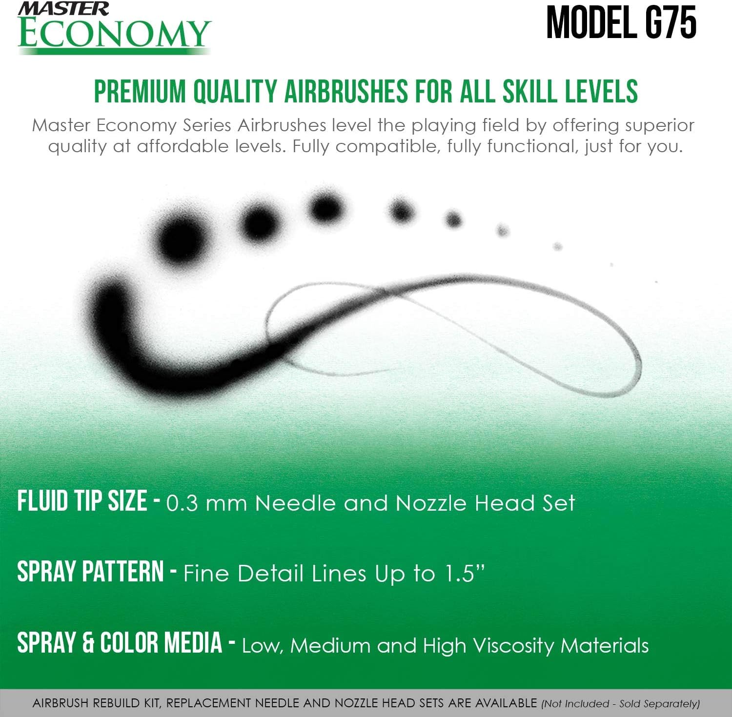 Maste Airbrus Mode G75- Universa Precisio Trigge Styl Gravit Fee Airbrush