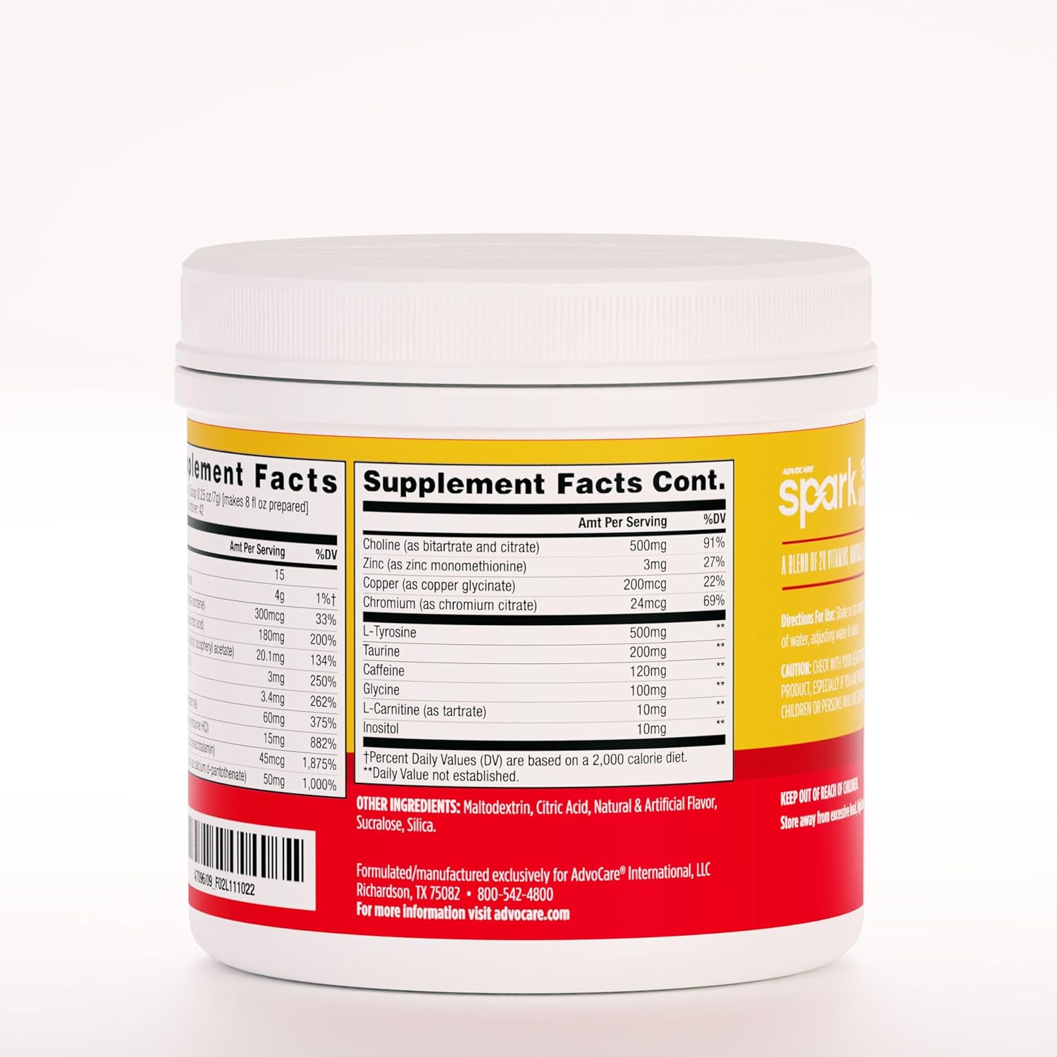 AdvoCare Spark - Energy Drink Mix - Vitamin Amino Acid Supplement - Supports Energy Focus - Portable Immune Support - Sugar-Free - Mango Strawberry (10.5 oz)