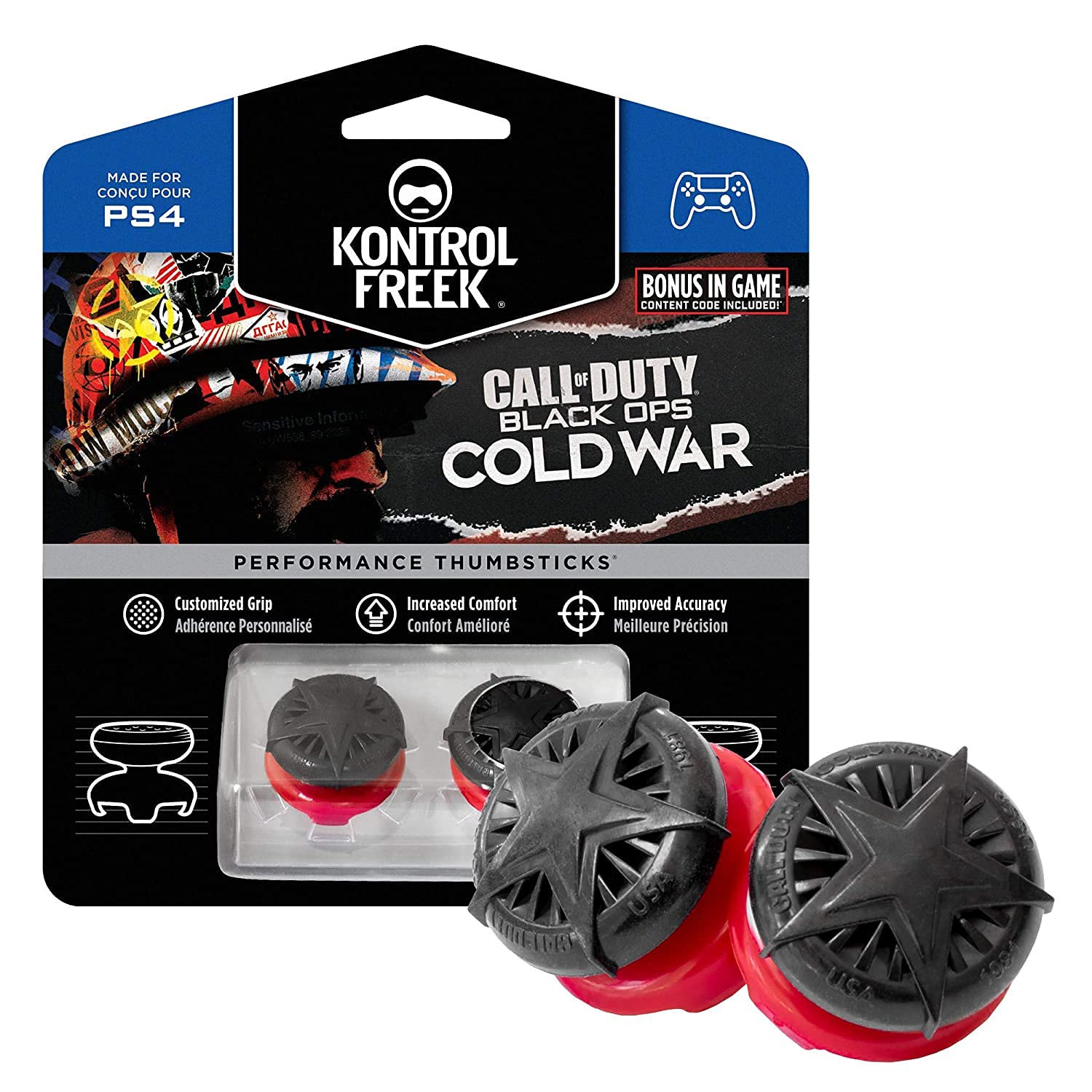 KontrolFree Cal o Duty Blac Op Col Wa Performanc Thumbstick fo PlayStatio (PS4 an PlayStatio (PS5  High-Rise Conve Black/Red