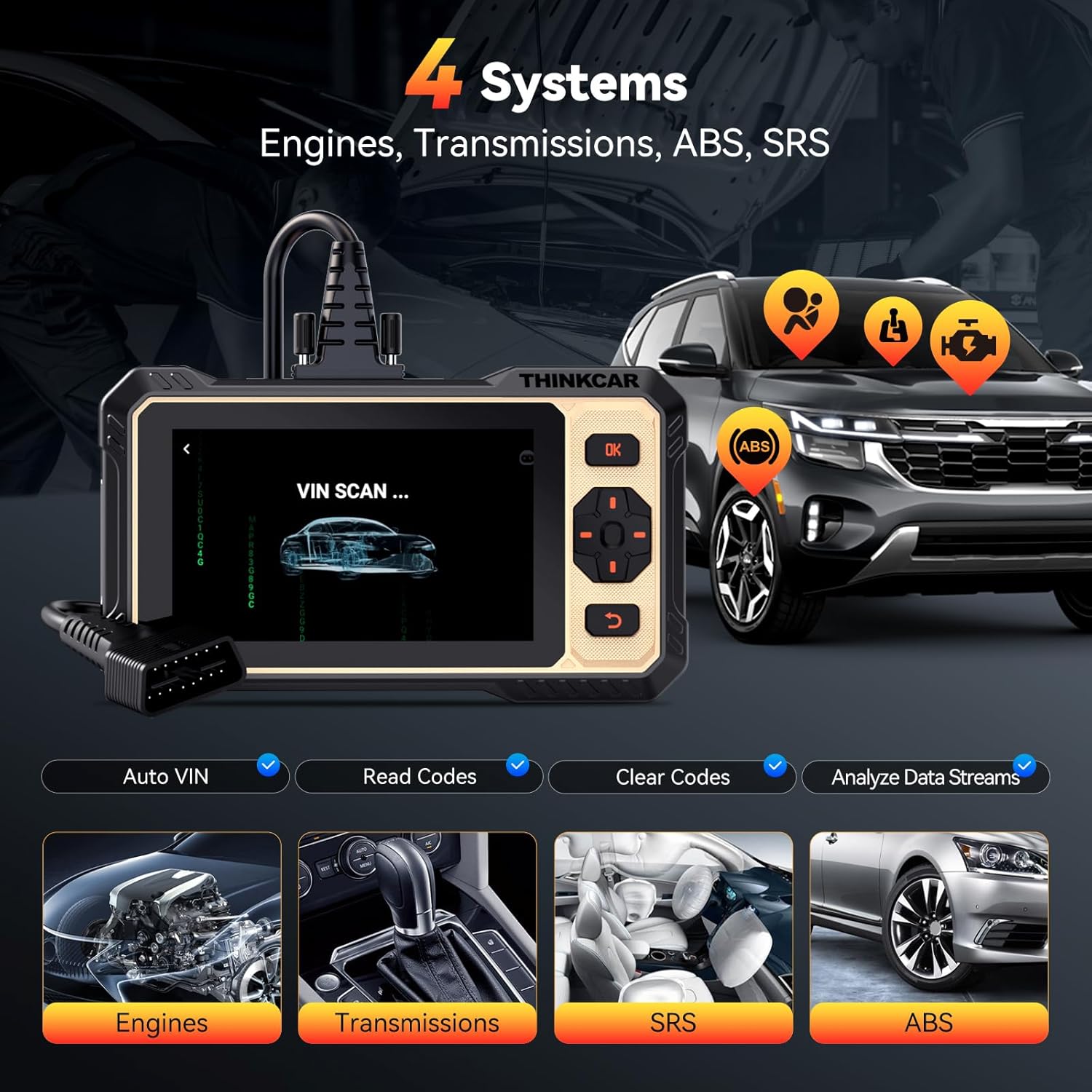 THINKCA THINKSCA 66 OBD Scanner,Ca Diagnosti Too wit Bidirectiona Activ Test,Ca Scanne Engin AB SR Transmission,Scanne fo Ca wit 1 Reset,CA F FC SGW,Lifetim Fre Update