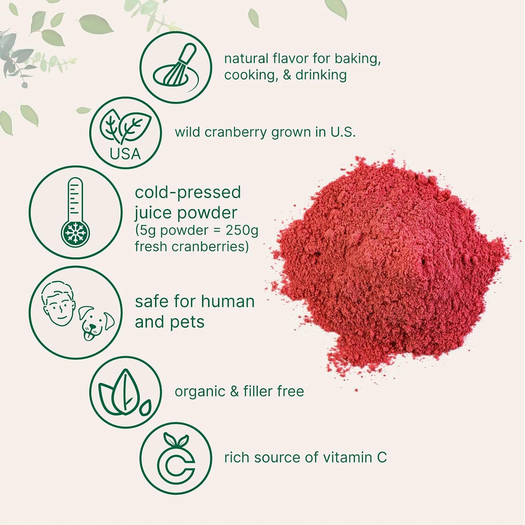 Sustainabl U Grown Organi Cranberr Juic Powde (Wil Cranberr Supplement Col Pressed) Ounc Support Urinar Trac Cleans Prostat Health Fille Free Wate Soluble Pe Friendly
