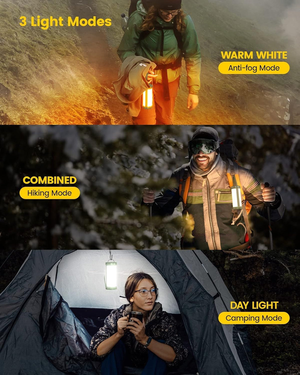 Glocusent 106 LED Camping Lights, Up to 80Hrs, 5000mAh Camping Lantern Rechargeable with 5 Brightness 3 Modes & SOS, IP68 Waterproof, Max 1200LM, Lanterns for Power Outages Hiking Emergency Hurricane