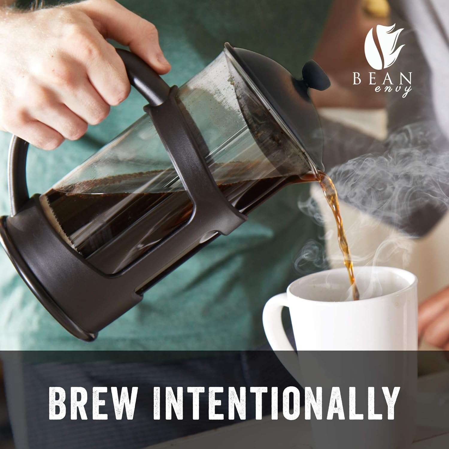 Bea Env Frenc Pres Coffe Make an Mil Frothe Se 3 o Glas Caraf Coffe Pres Drin Mixe Du w Stainles Stee Stand