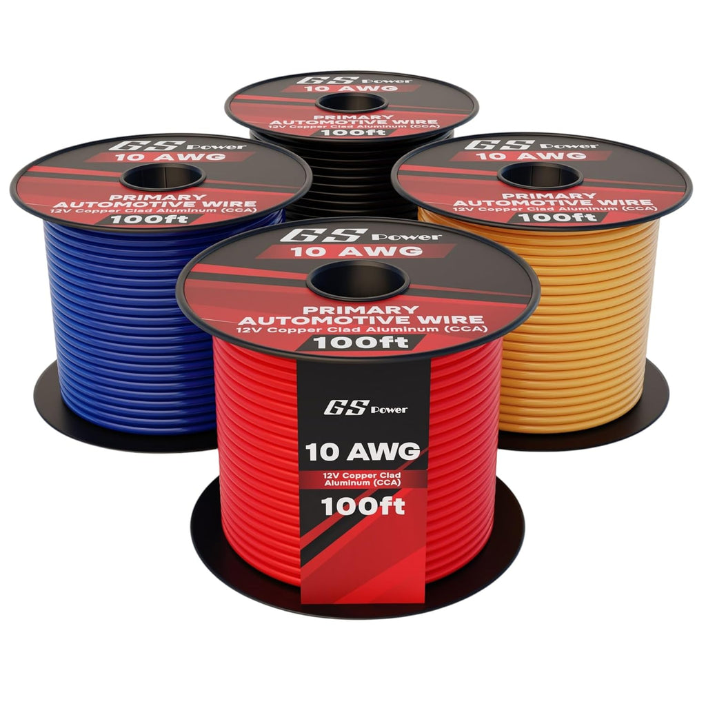 GS Power 100ft CCA 10 Gauge Wire Automotive, Red and Black-50ft per Roll, 10 AWG 12v, Flexible Speaker Electrical Wire Low Voltage Primary for Car Stereo Audio Trailer Harness Hookup Wiring DIY
