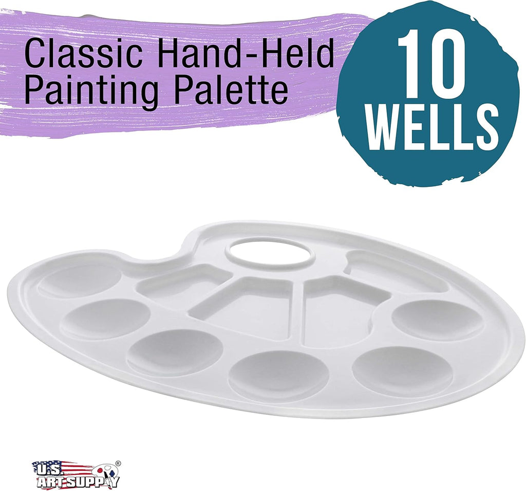 U.S Ar Suppl 10-Wel Plasti Artis Paintin Palett Pain Colo Mixin Tray Ar Students Classroom Craf Projects Fu Parties Event Brus Mi Acrylic Oil Watercolor Tempera