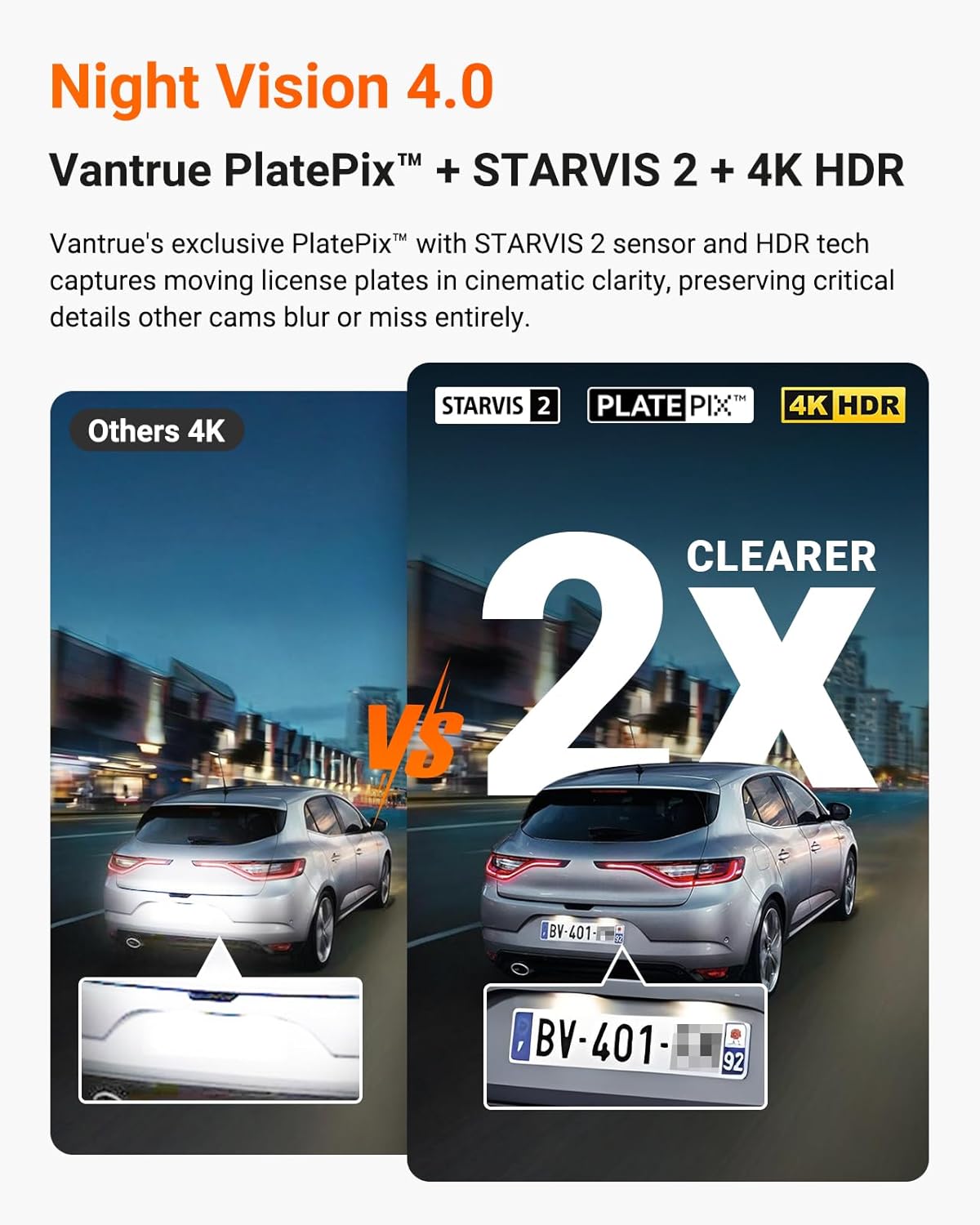 Vantru N Pr 4 Channe Das Ca w/Tripl STARVI 2 4K+1080P+2.5 Fron Insid Rea Das Camera 4k+2.5 Dua Channel HD I Nigh Vision Voic Control Parkin Mode GPS Wi-Fi Suppor 1TB