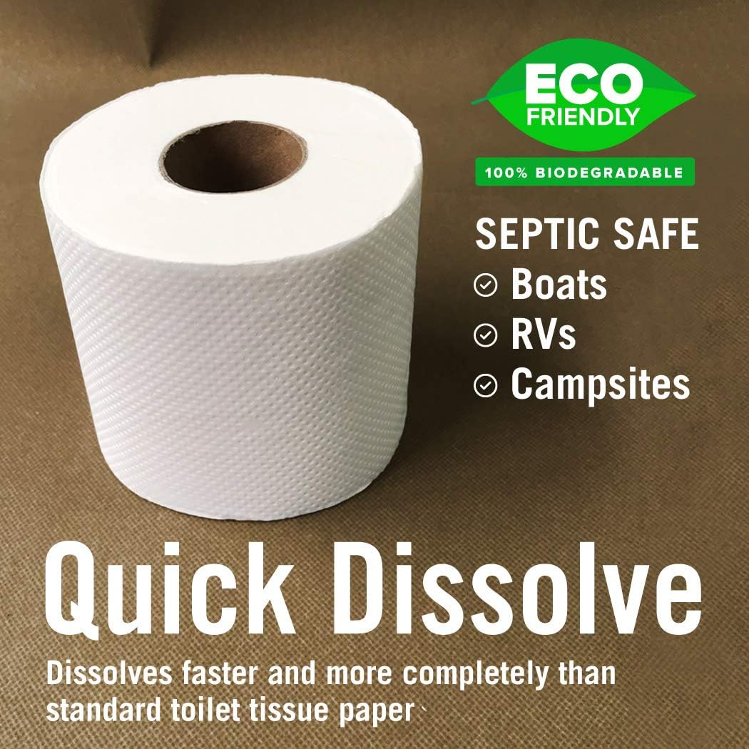 Boa an R Toile Paper Septi Saf Quic Dissolvin Tissue 1 Singl Rolls Biodegradabl 2-Pl fo Marine Travel an Campe Systems Campin Tank-Saf Bul Pack