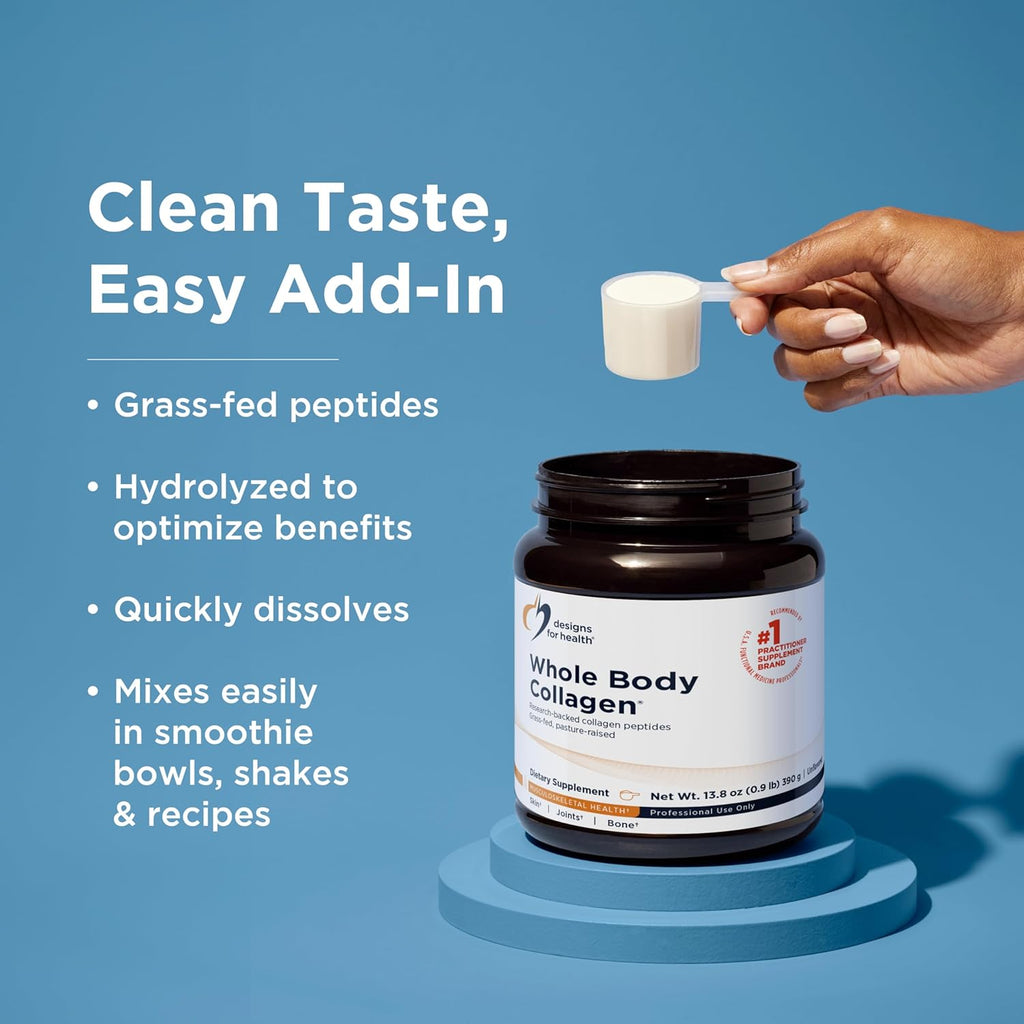 Design fo Healt Whol Bod Collage Powde Hydrolyze Collage Peptide Powde fo Health Ski Hair Join Bon Healt Fortige Veriso Collagen Unflavore (3 Servings)