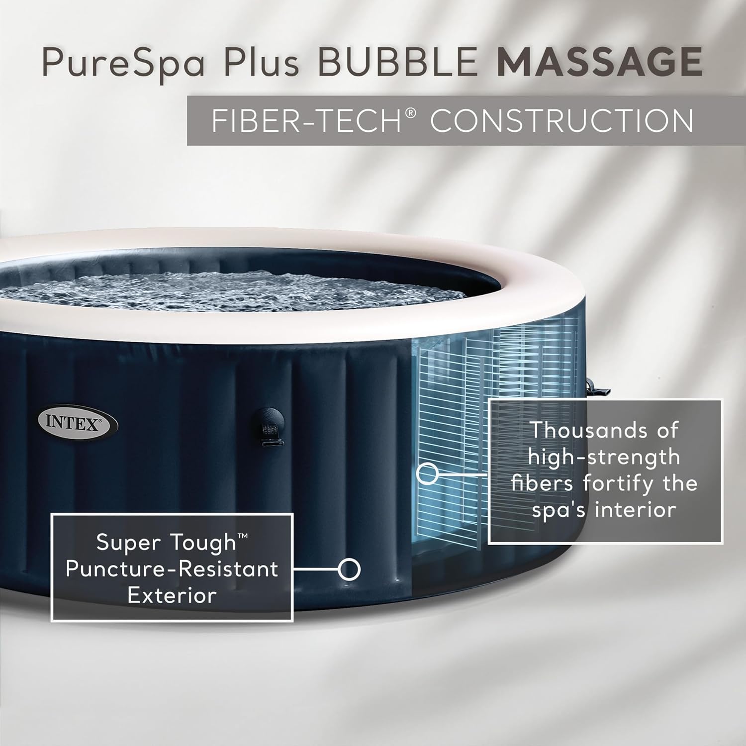 INTEX 28431EP PureSpa Plus Bubble Massage Inflatable Spa Set: Includes Energy Efficient Spa Cover ¨C2 Headrests ¨C LED Light ¨C 6 Person Capacity ¨C 85inch x 28inch