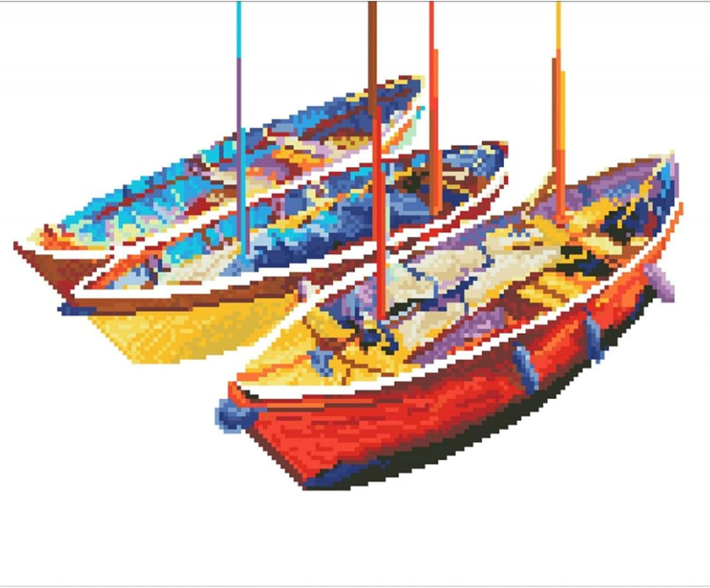 DIAMON DOT Drea Boat Se Diamon Paintin Kit fo Adult Diamon Ar Kit Relaxin Creativ Craf Ki wit Dot Gem 15inchx18.5inch
