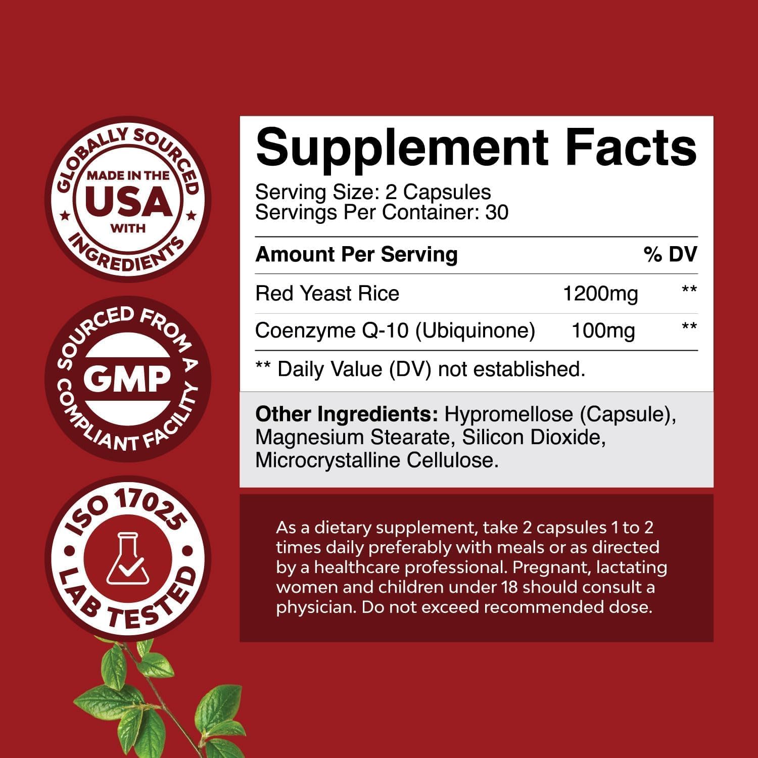 Re Yeas Ric wit CoQ1 Supplemen Advance Health Hear Health Cholestero Level Formul fo Me Wome Extr Strengt Capsul wit Re Yeas Ric 120 m Capsule wit CoQ10-6 Count